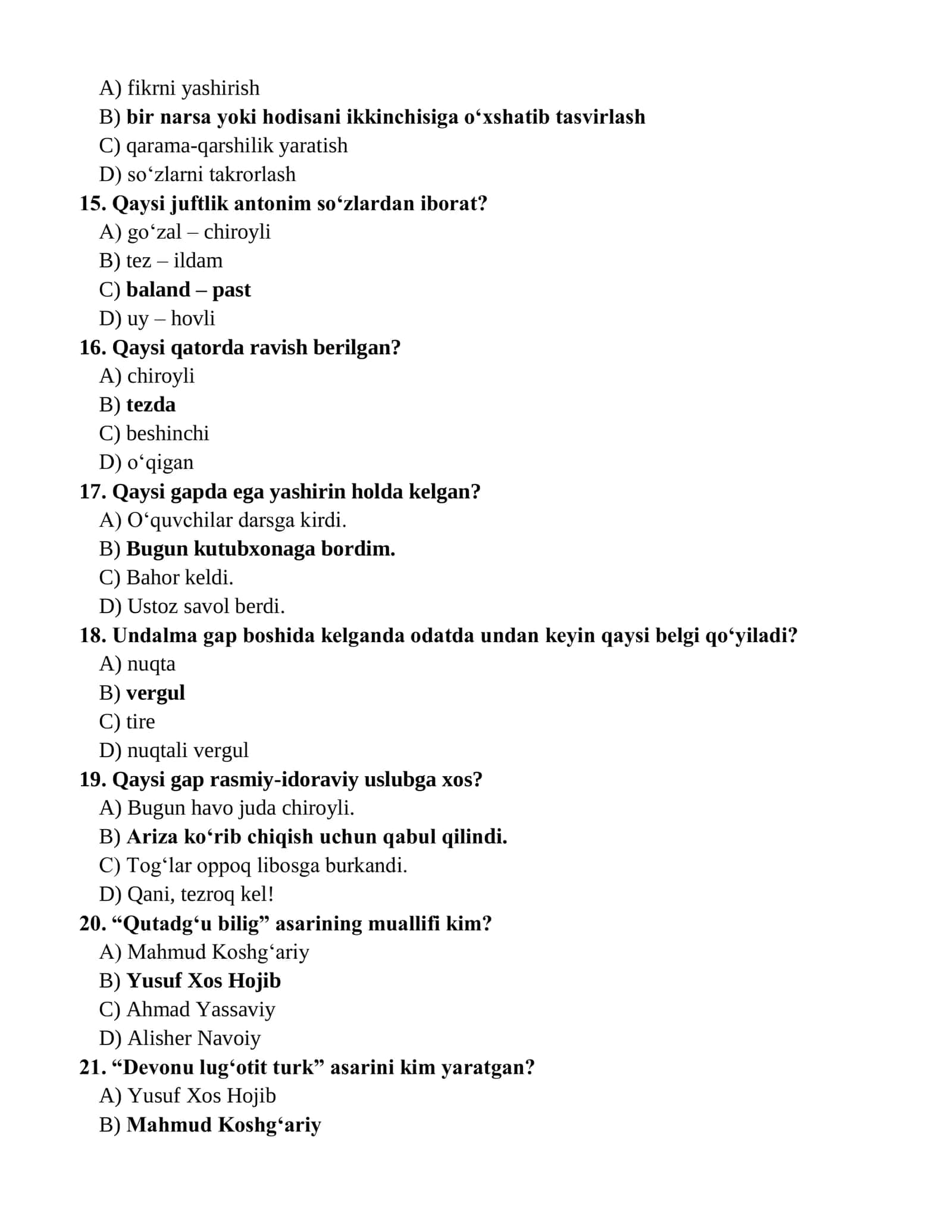 Ona tili va adabiyot fanidan 9-sinflar uchun fanlar Olimpiadasiga tayyorgarlk bo'yicha 100 talik testlar banki (Javoblari bilan) 3
