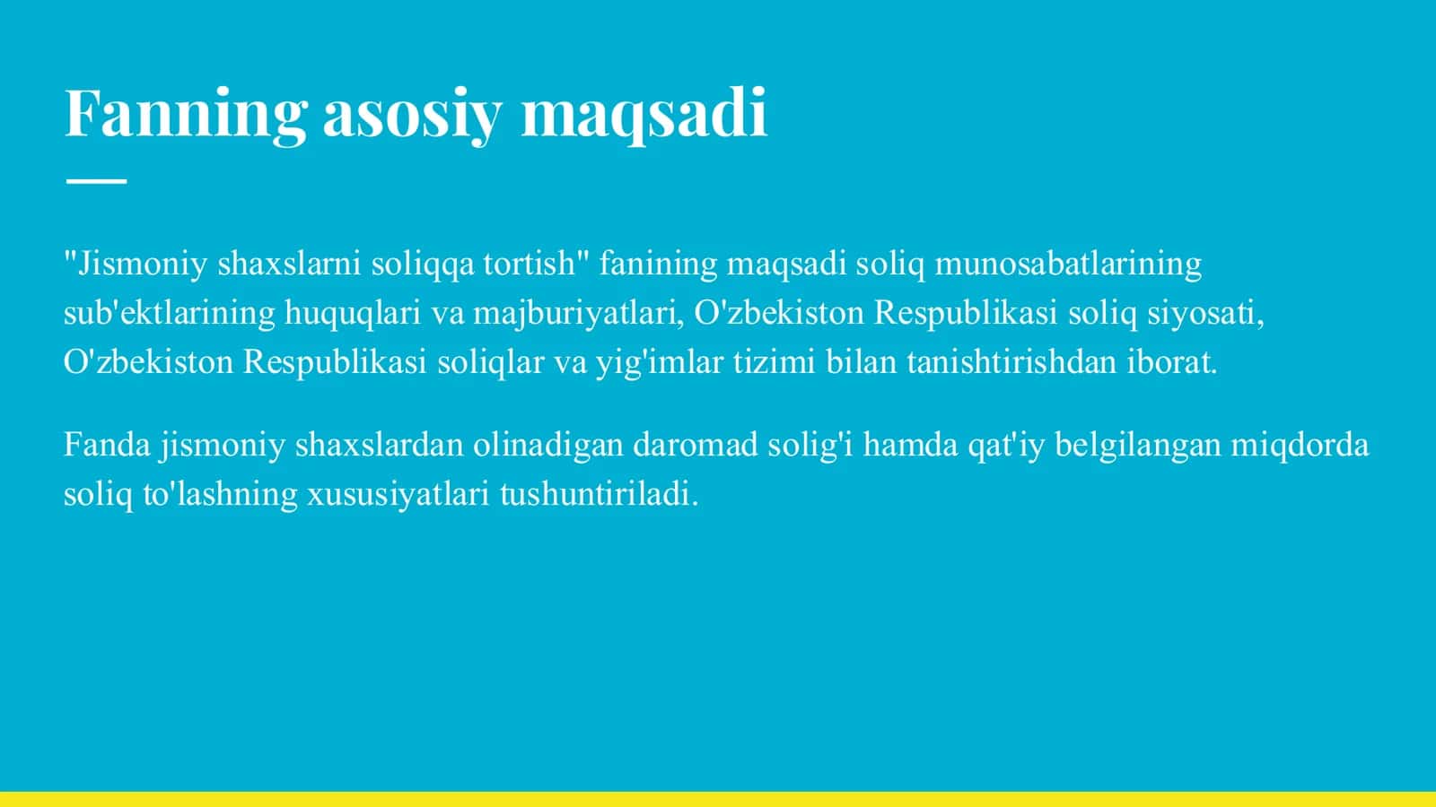 Jismoniy shaxslarni soliqqa tortish 1” fanining predmeti va tadqiqot obyekti: nazariy-metodologik yondashuvlar 3