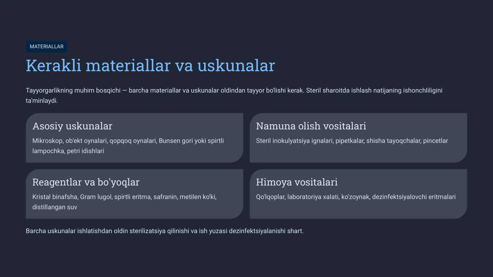 Mikroorganizmlar uchun surtma tayyorlash 3