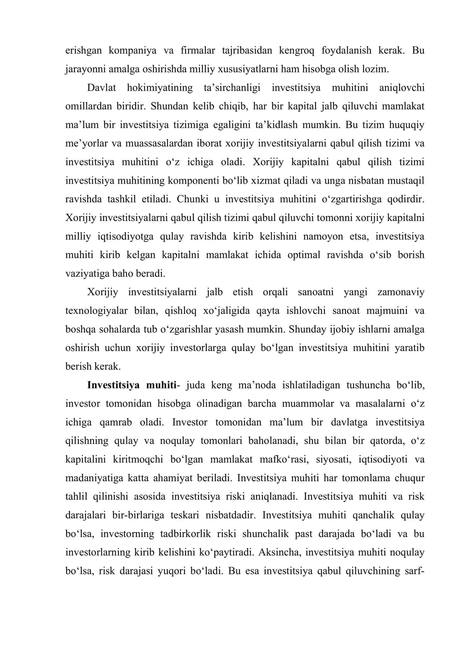 Iqtisodiy rivojlanishni ta’minlashda qulay investitsion muhitning yaratilishi 3