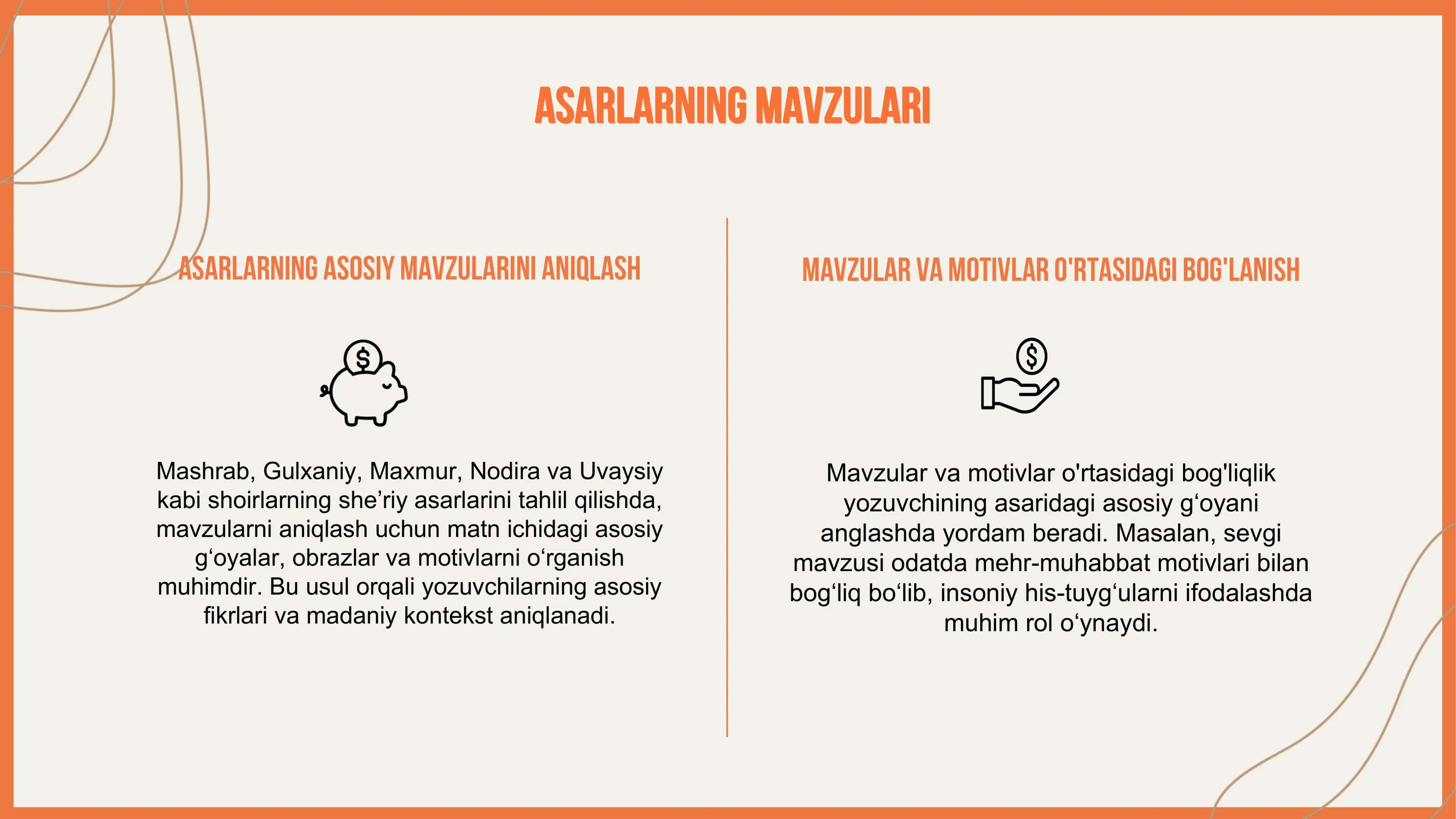 Asarlarning asosiy mavzulari va motivlarini tahlil qilish 3