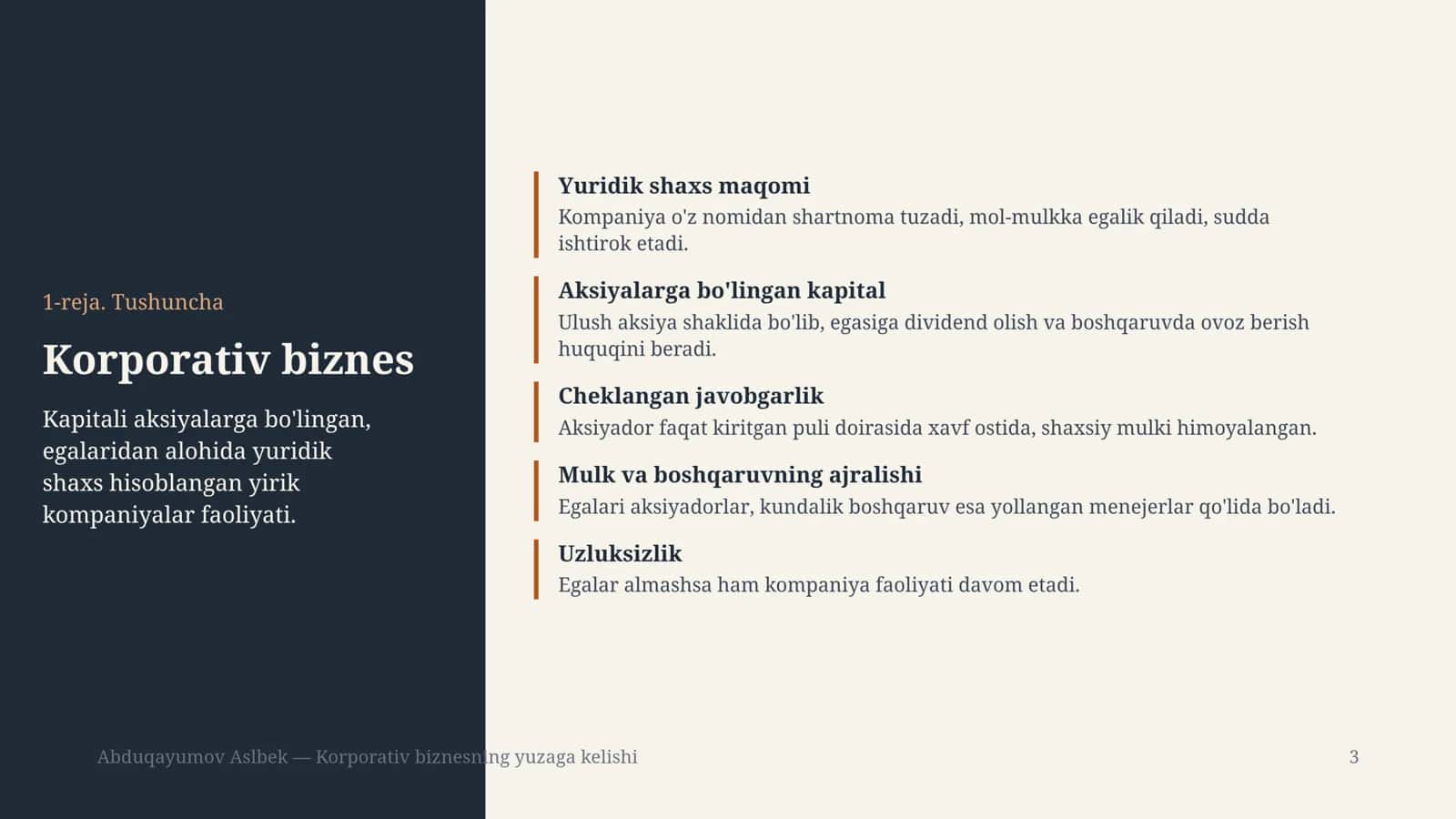 Korporativ biznesning yuzaga kelishi 3