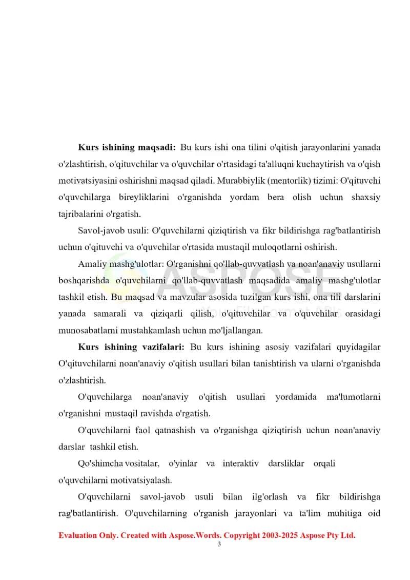 Ona tili o’qitish metodikasi fani dars mashg’ulotlarida bilimlarni muammoli yo’l bilan bayon qilish usullari 3