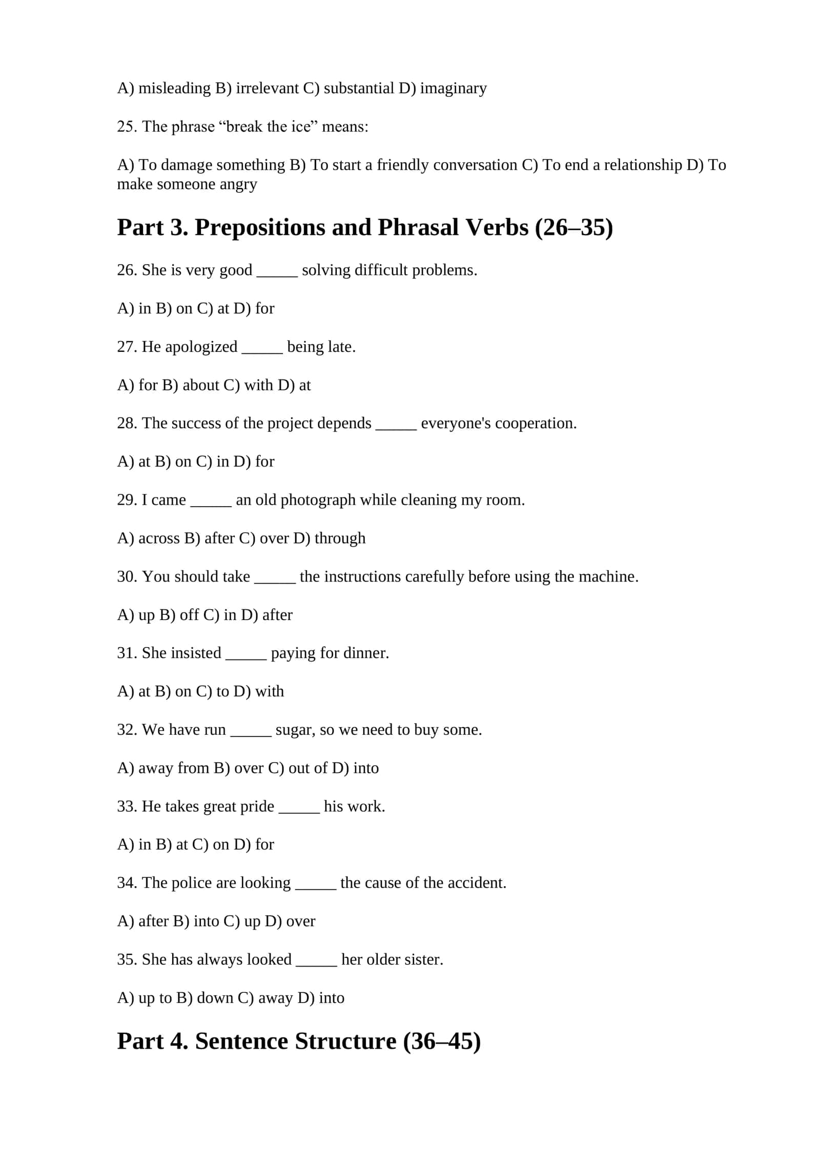 English Proficiency Test — 50 Questions 3