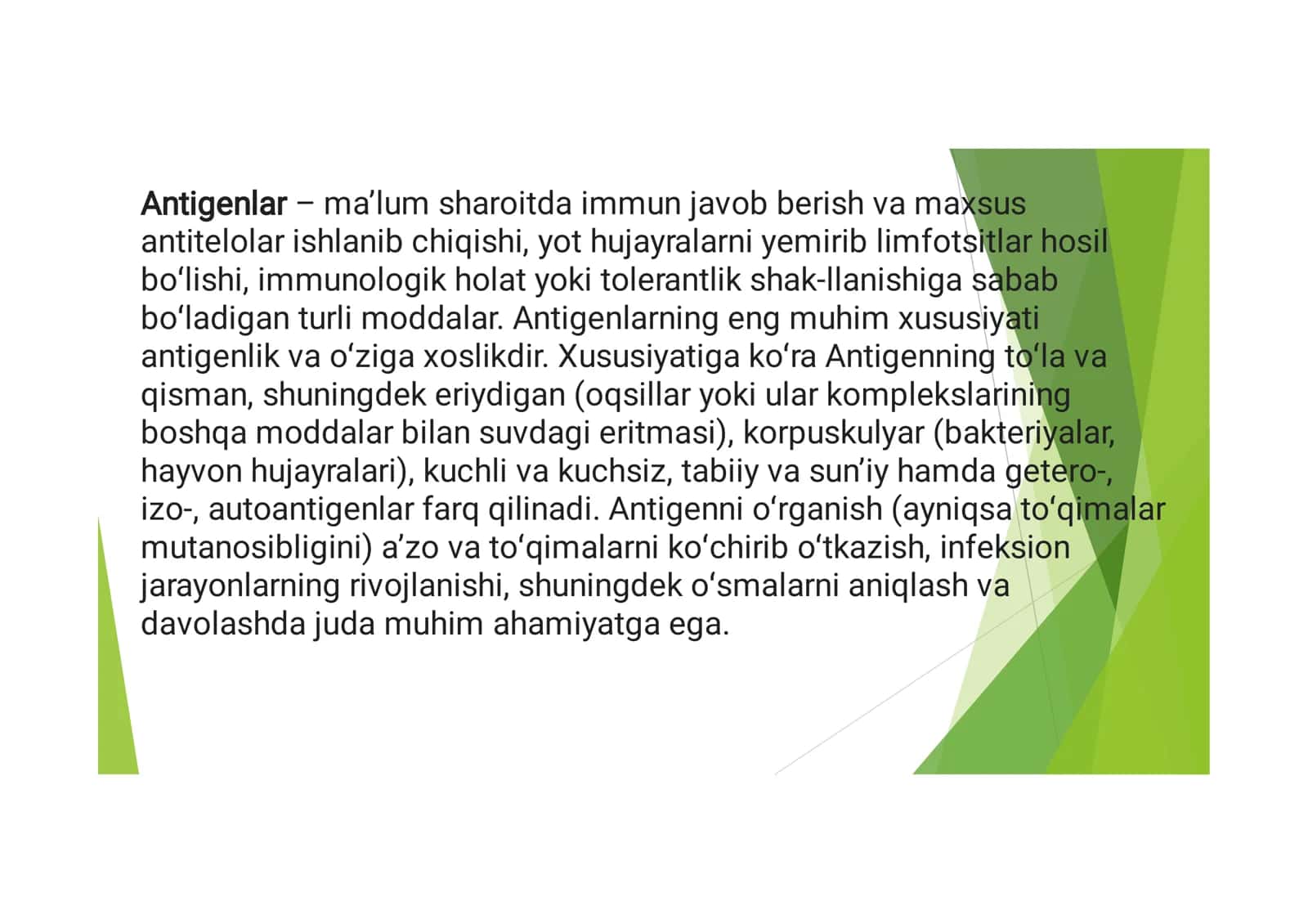 Antigen va antitanalarning turlari 3