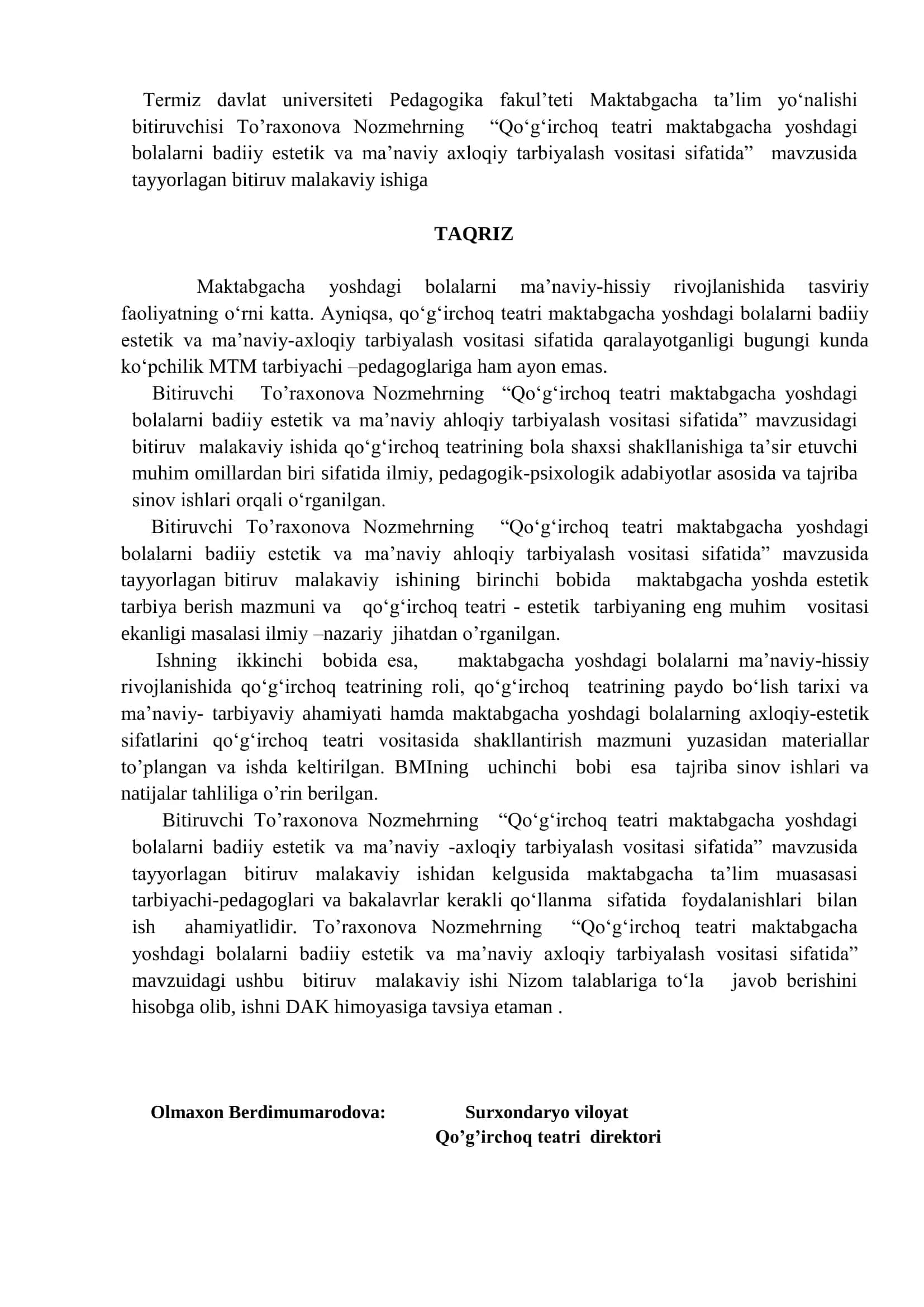 Qo‘g‘irchoq teatri maktabgacha yoshdagi bolalarni badiiy estetik va ma’naviy axloqiy tarbiyalash vositasi sifatida 3