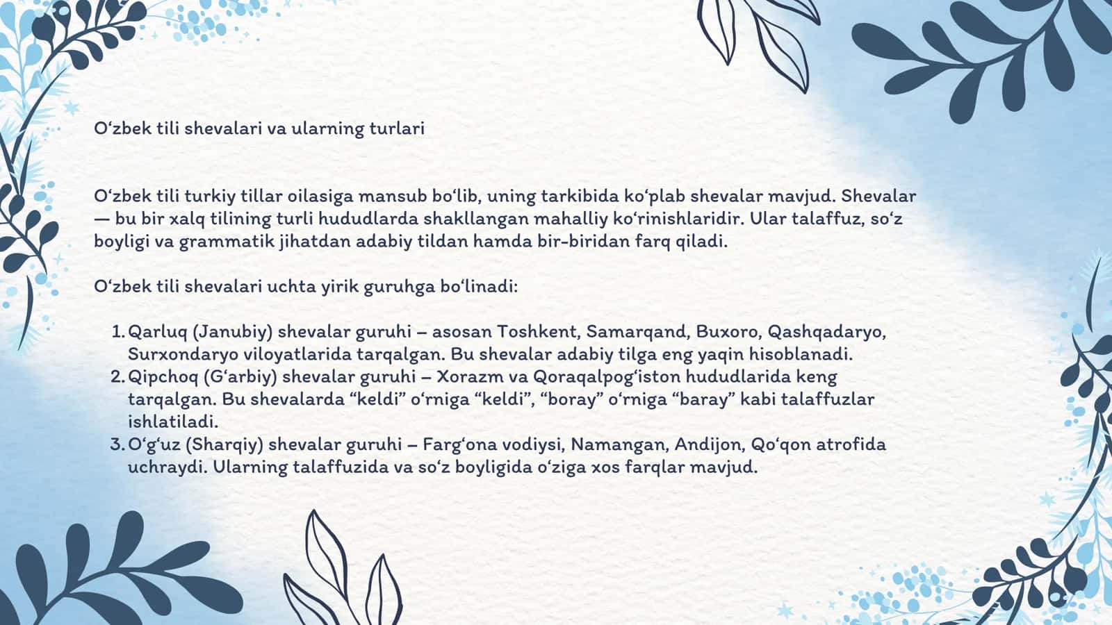 OʻZBEK ADABIY TILI VA SHEVALAR MUNOSABATI 3