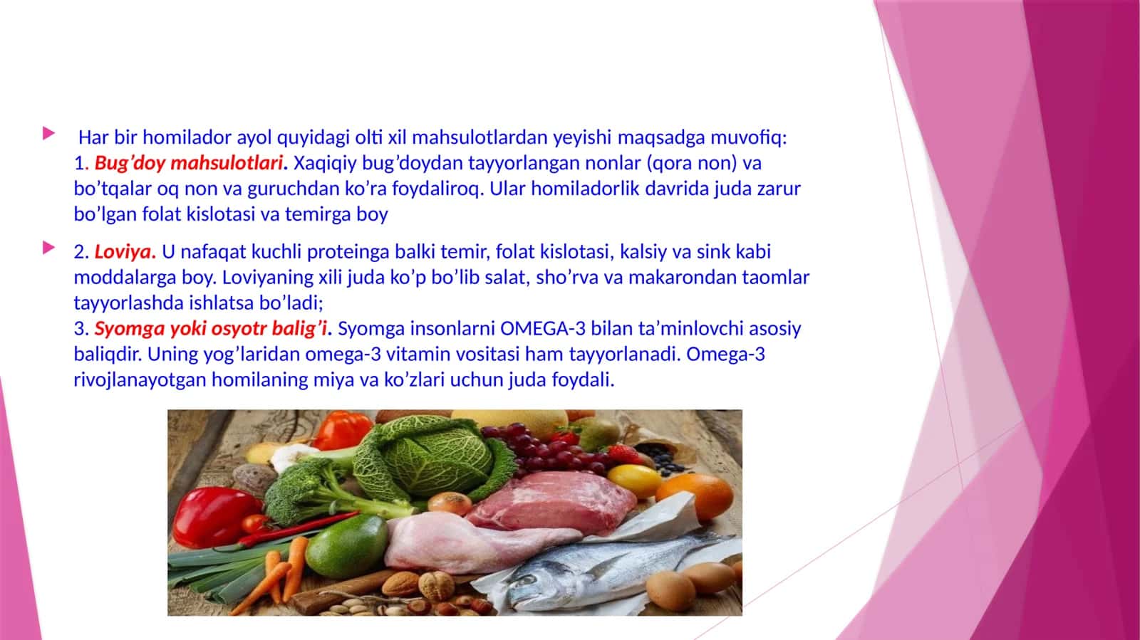 Homilador va emizikli ayollar ovqatlanishi 3