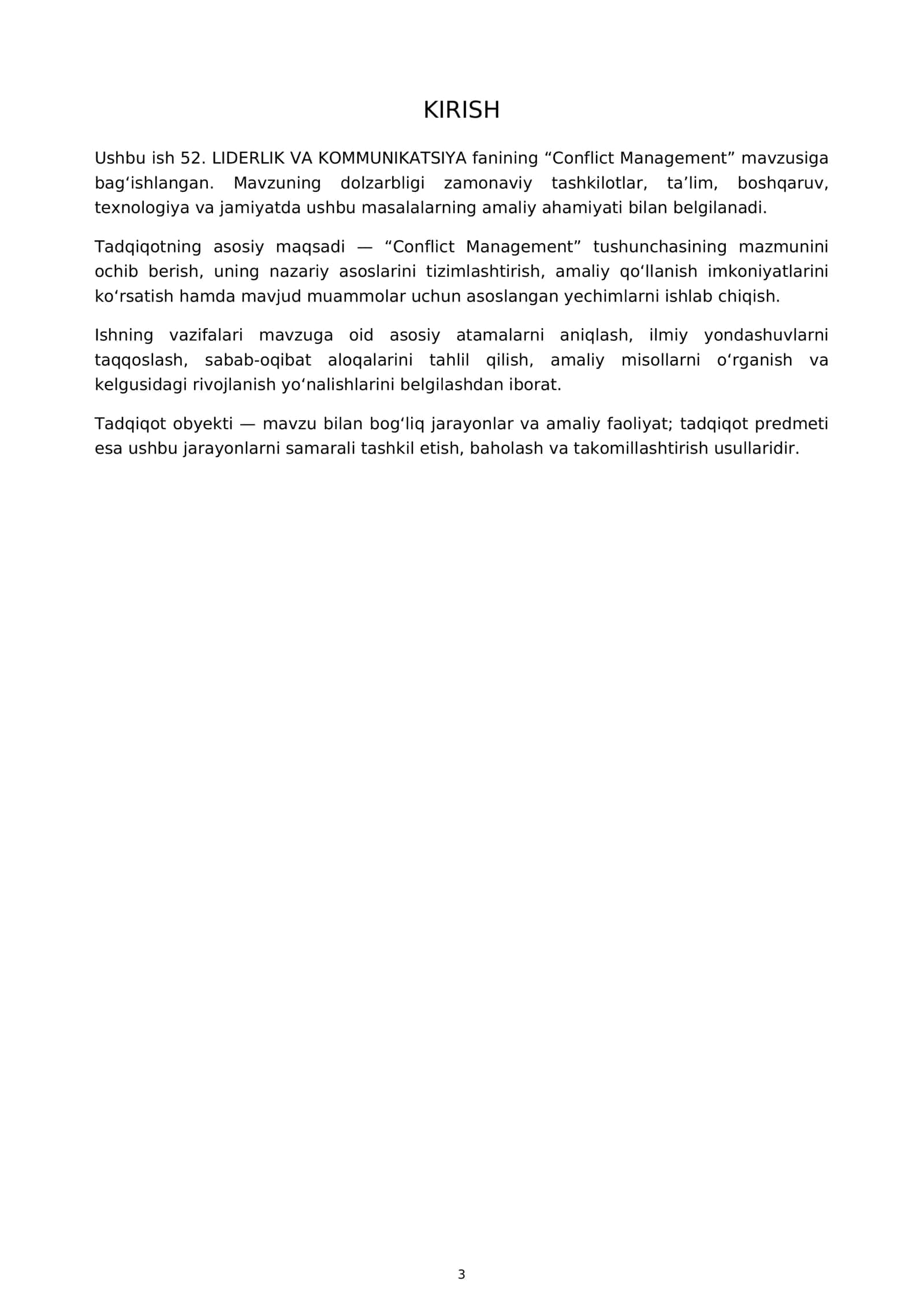 LIDERLIK VA KOMMUNIKATSIYA - Conflict Management 3
