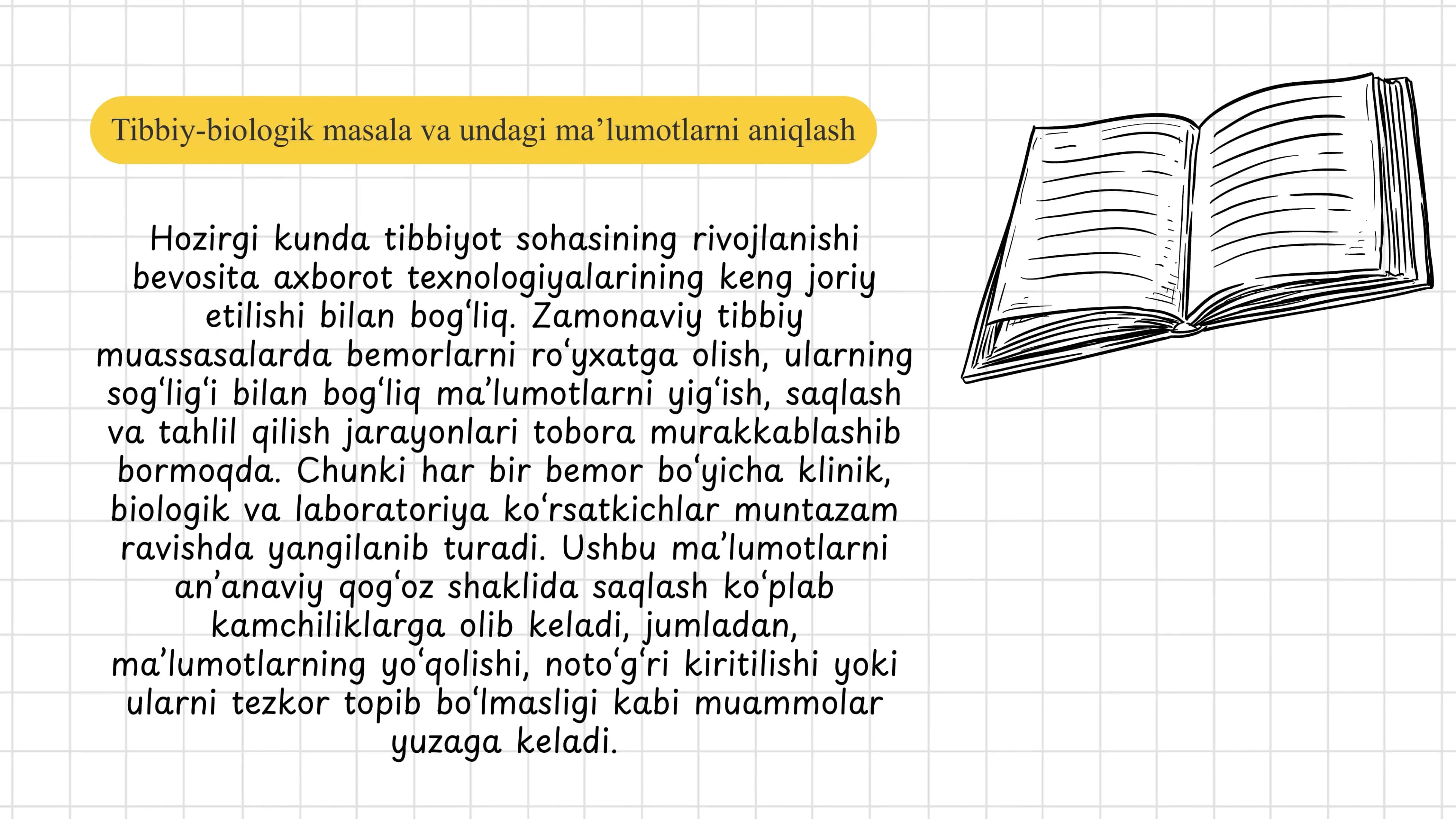 Tibbiy-biologik masala va undagi ma'lumotlarni aniqlash 3