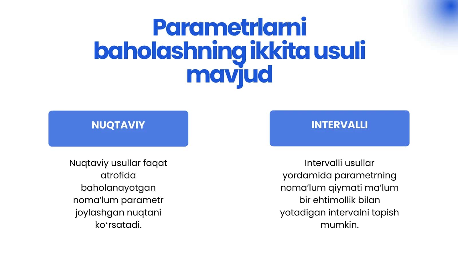 Interalli baholar. Ishonchlilik intervali 3