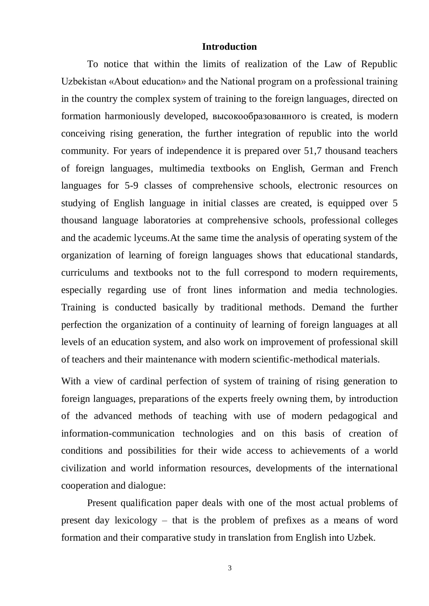 Comparative study of Prefixation as a means of word formation in English and in Uzbek 3