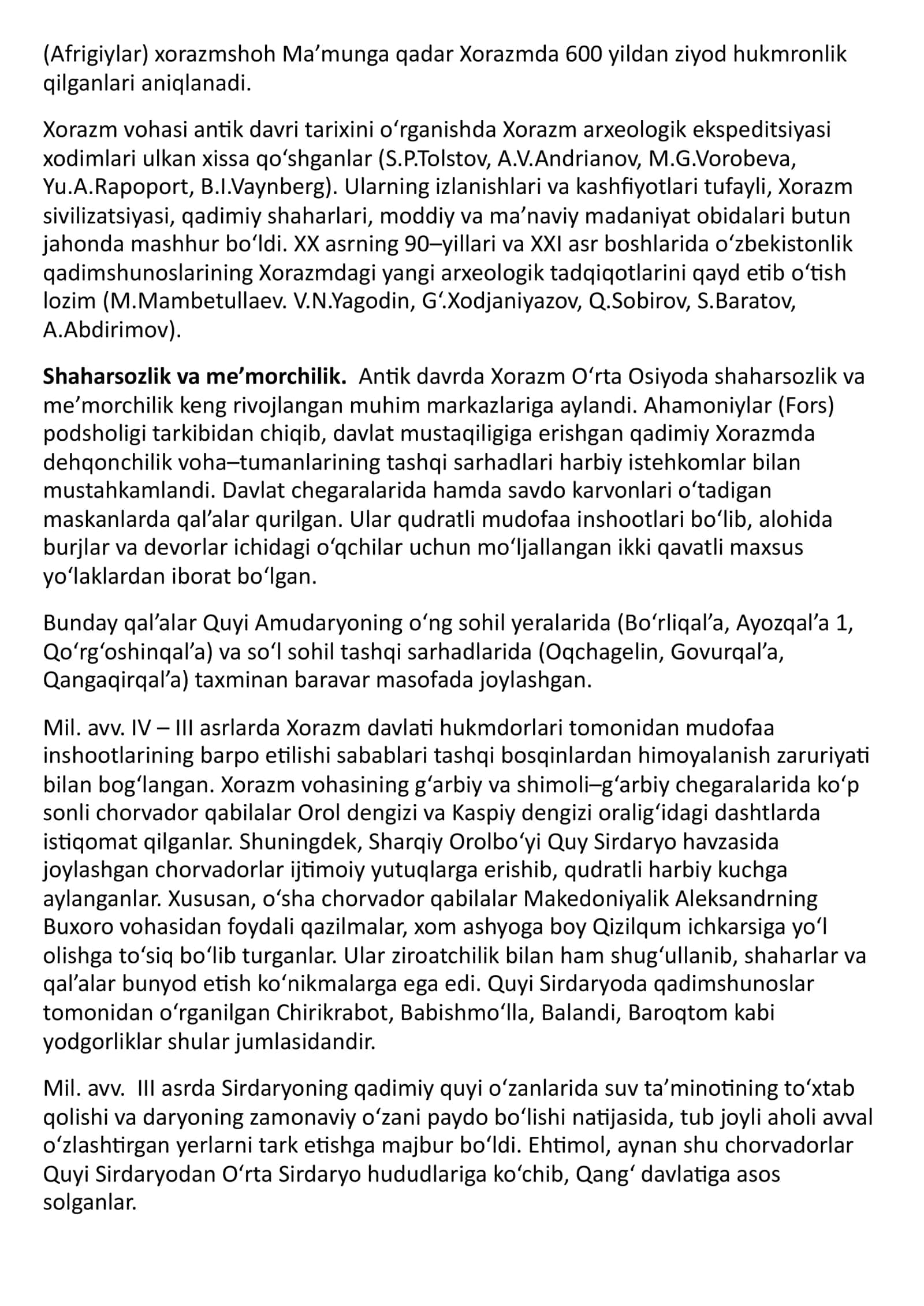 XORAZM, QANG‘, DAVAN DAVLATLARI 3