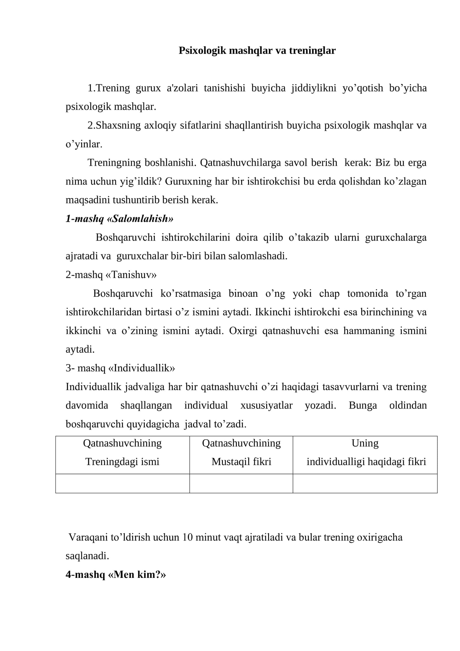 Psixologik mashqlar va treninglar 3