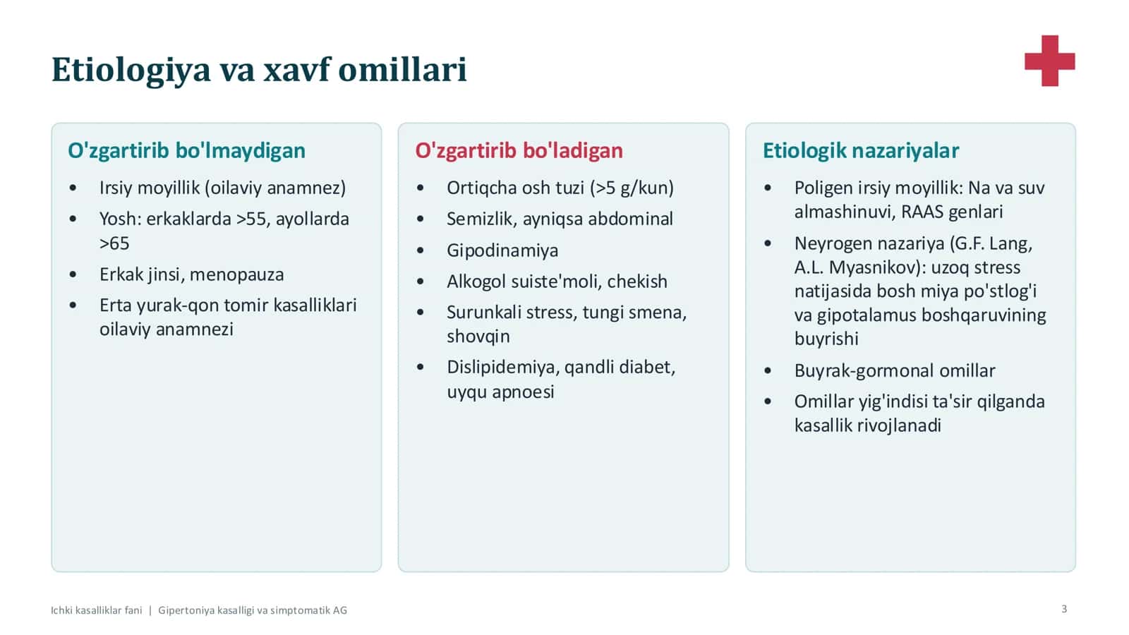 Ichki kasalliklar fani | Gipertoniya kasalligi va simptomatik AG 3