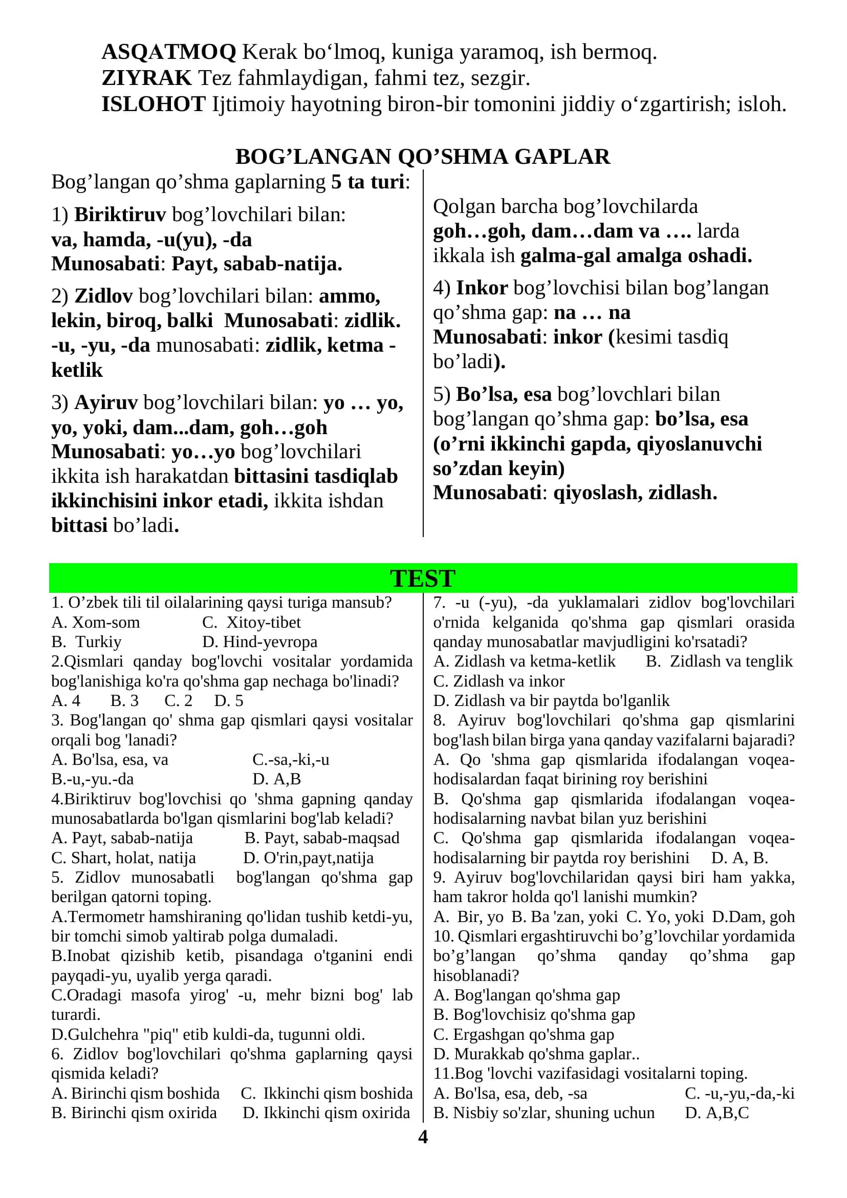9-ona tili 100 sertifikat mavzulashtirilgan testlar bilan. 3