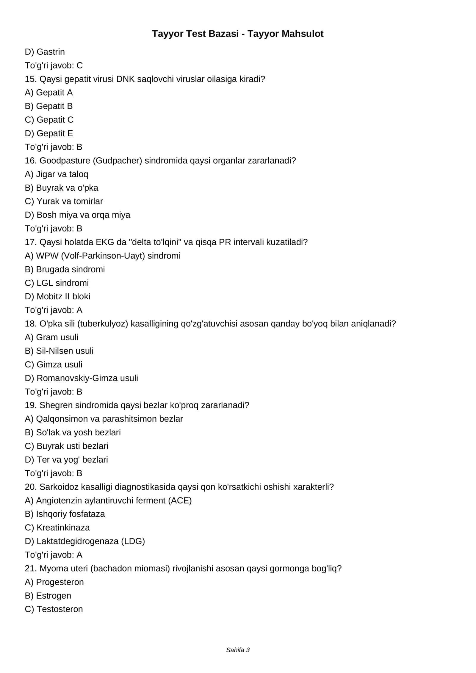 Tayyor Test Bazasi - Tayyor Mahsulot 3
