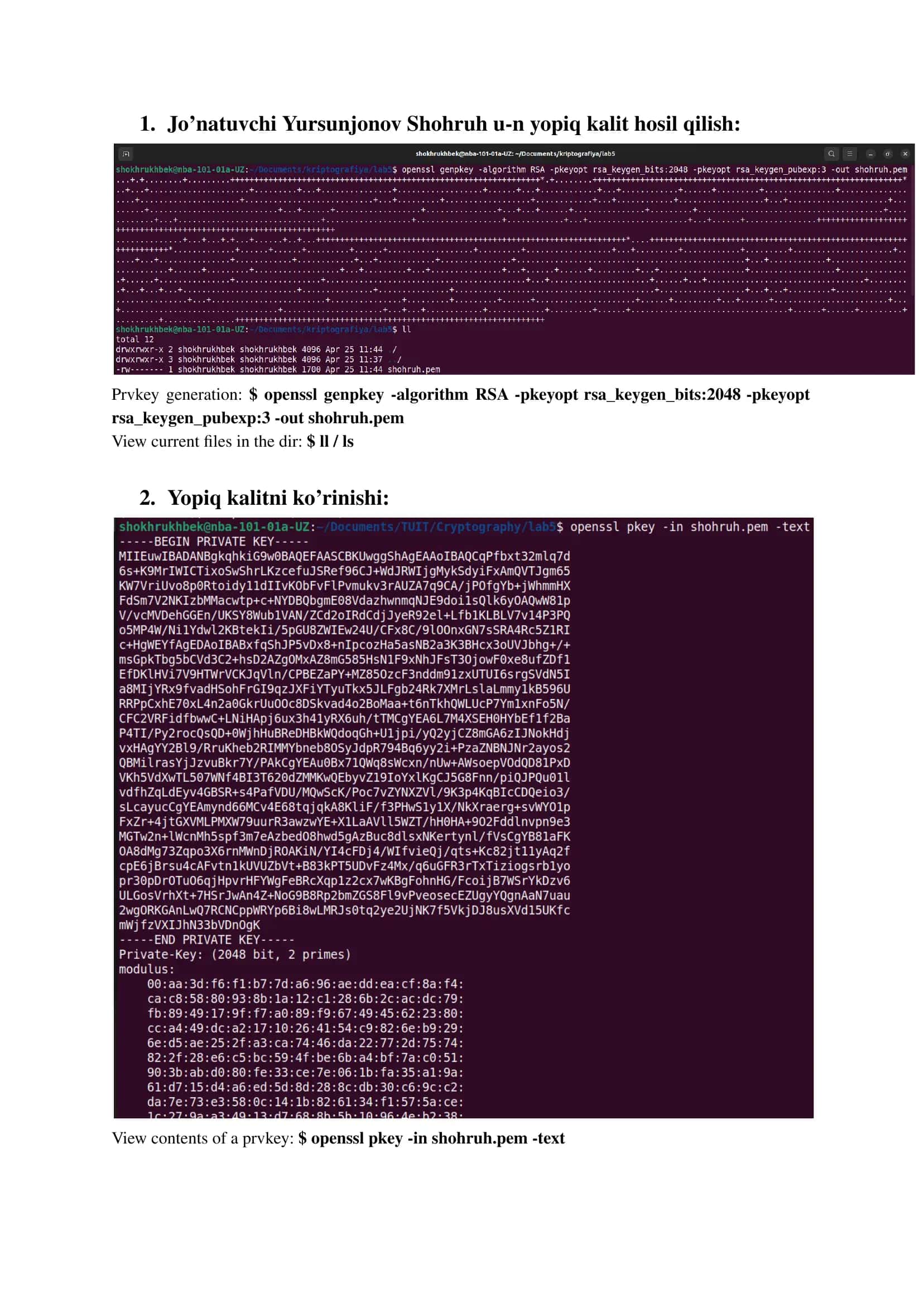 RSA algoritm asosida ERI hosil qilish 3