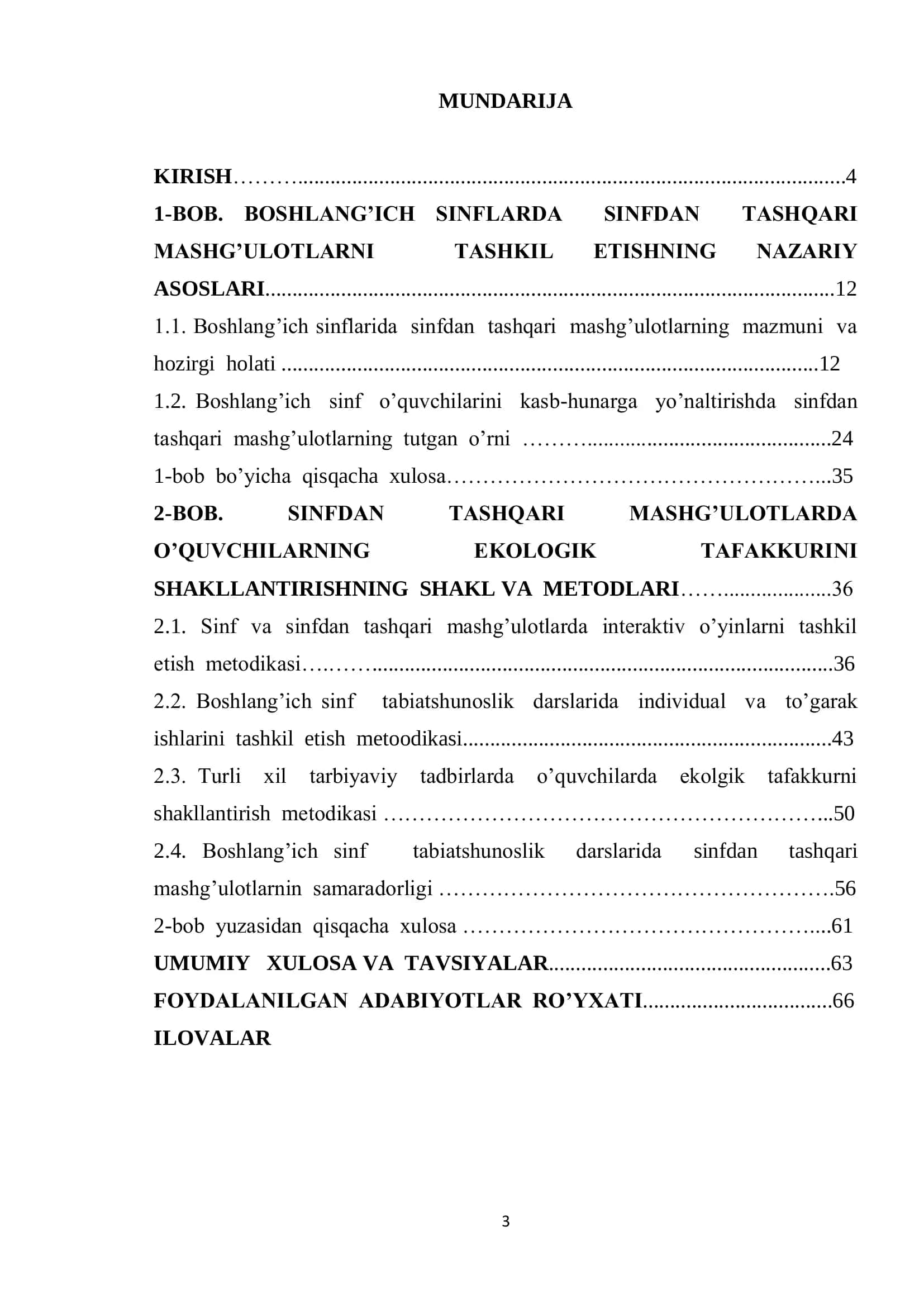 TABIATSHUNOSLIK DARSLARIDA FANLARARO ALOQADORLIKNI YO’LGA QO’YISH METODIKASI (3-SINF MISOLIDA) 3