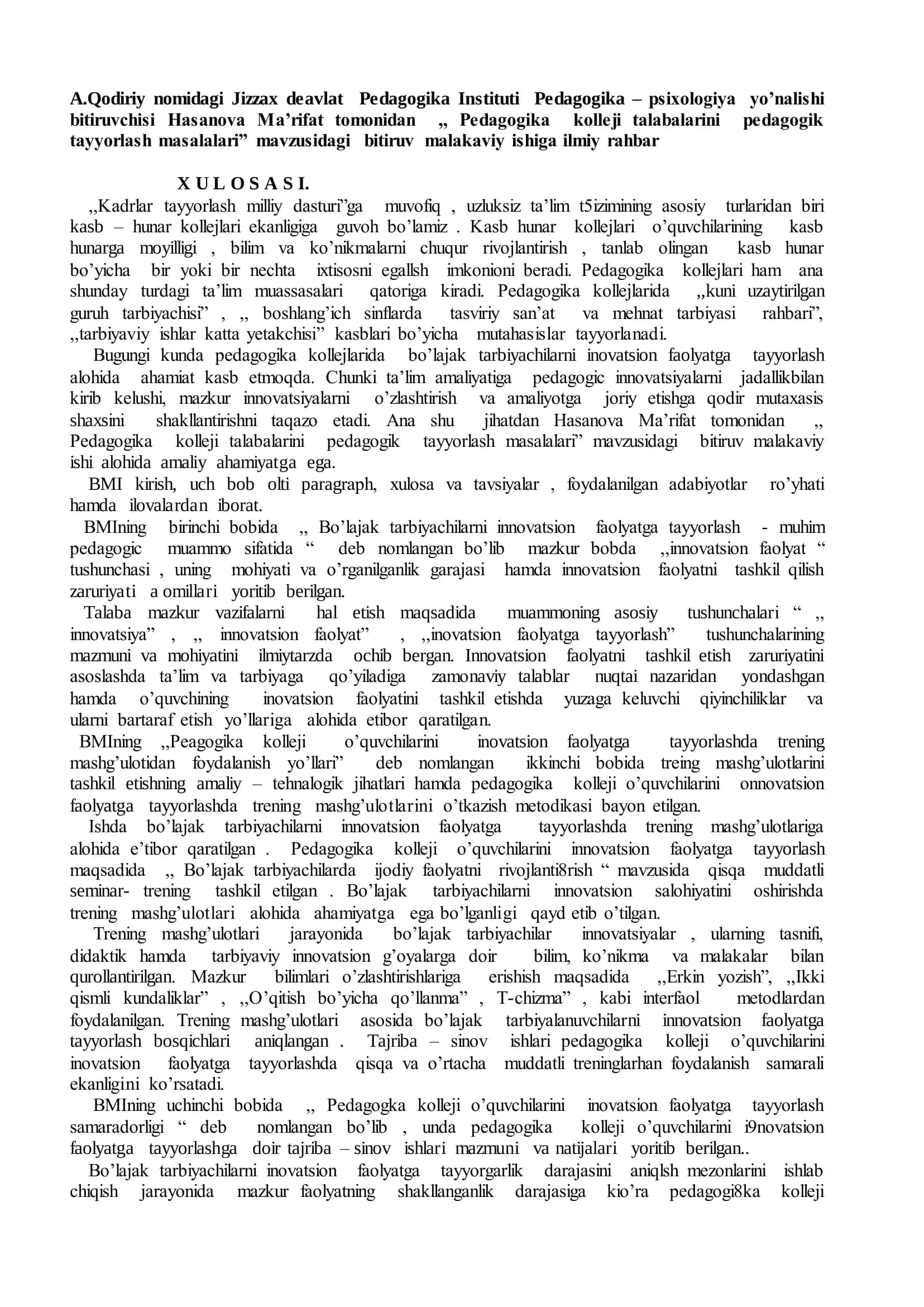 Pedagogika kolleji talabalarini pedagogik tayyorlash masalalari 3