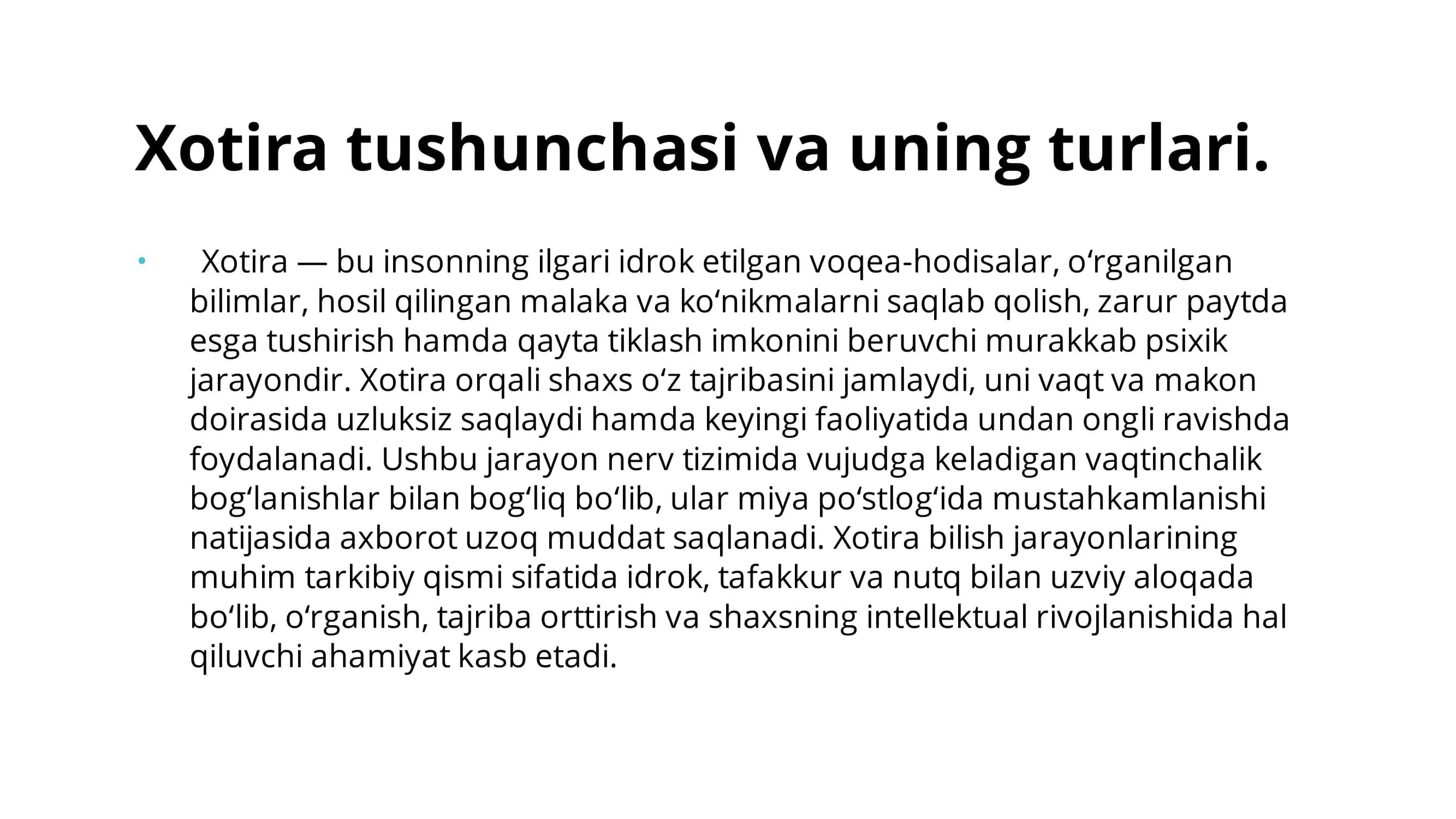 Xotira.Maʼlumotlarni mustahkamlash yoʻllari usullari vositalari. 3