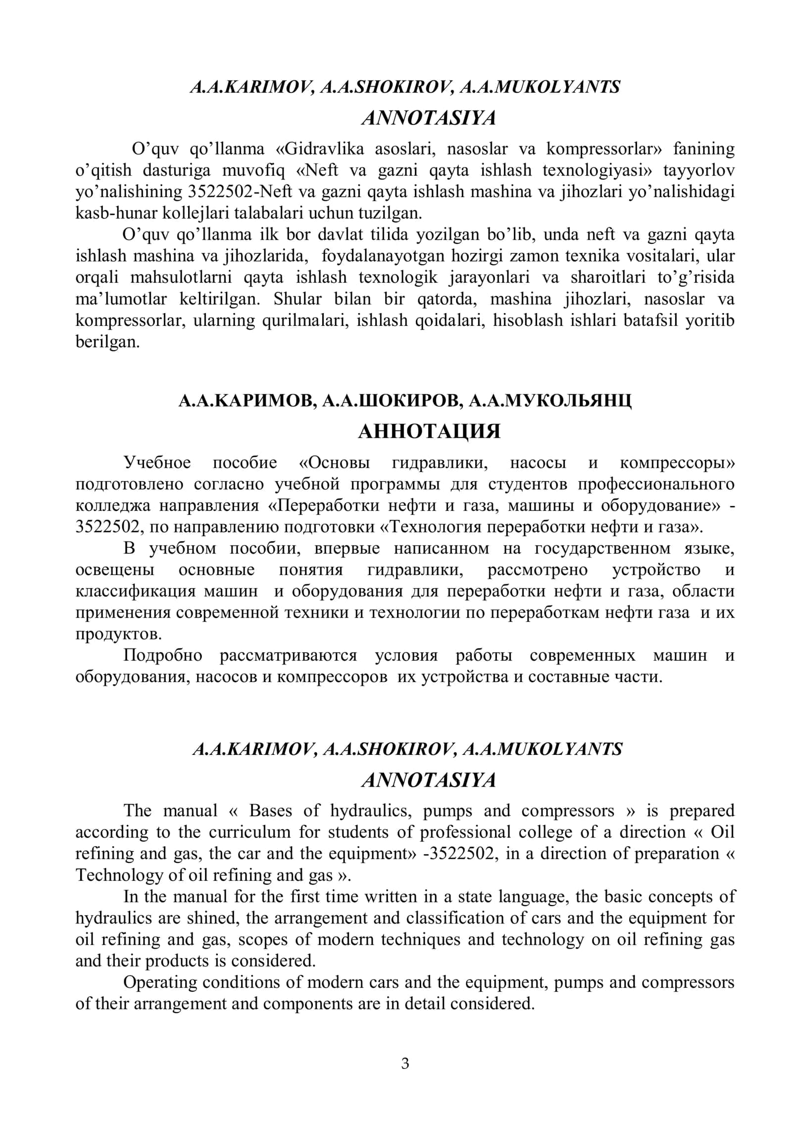 Gidravlika asoslari, nasoslar va kompressorlar 3
