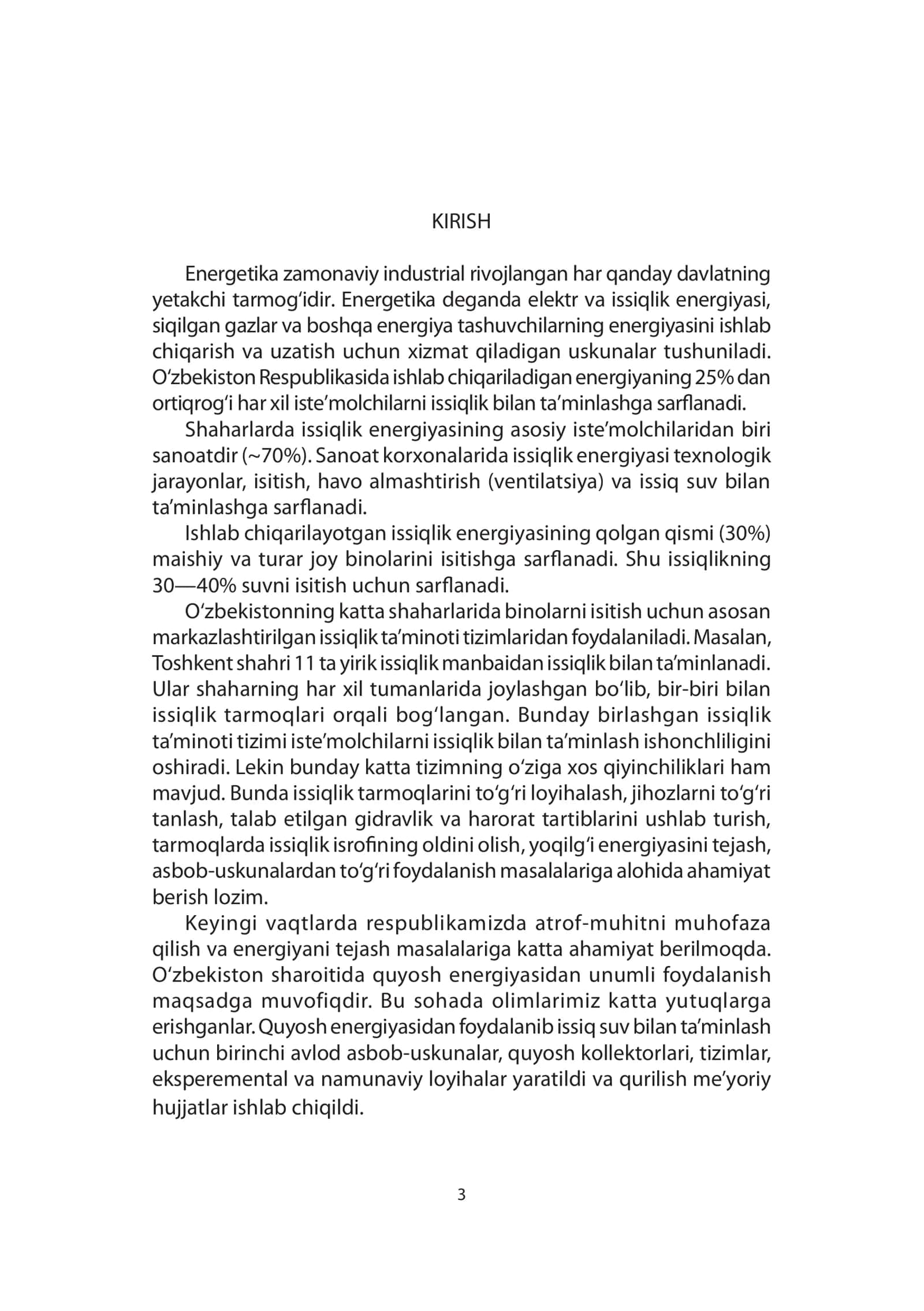 Issiq ta‘minoti. Issiqlikni uzatish va iste‘mol qilish tizimlaridan 3