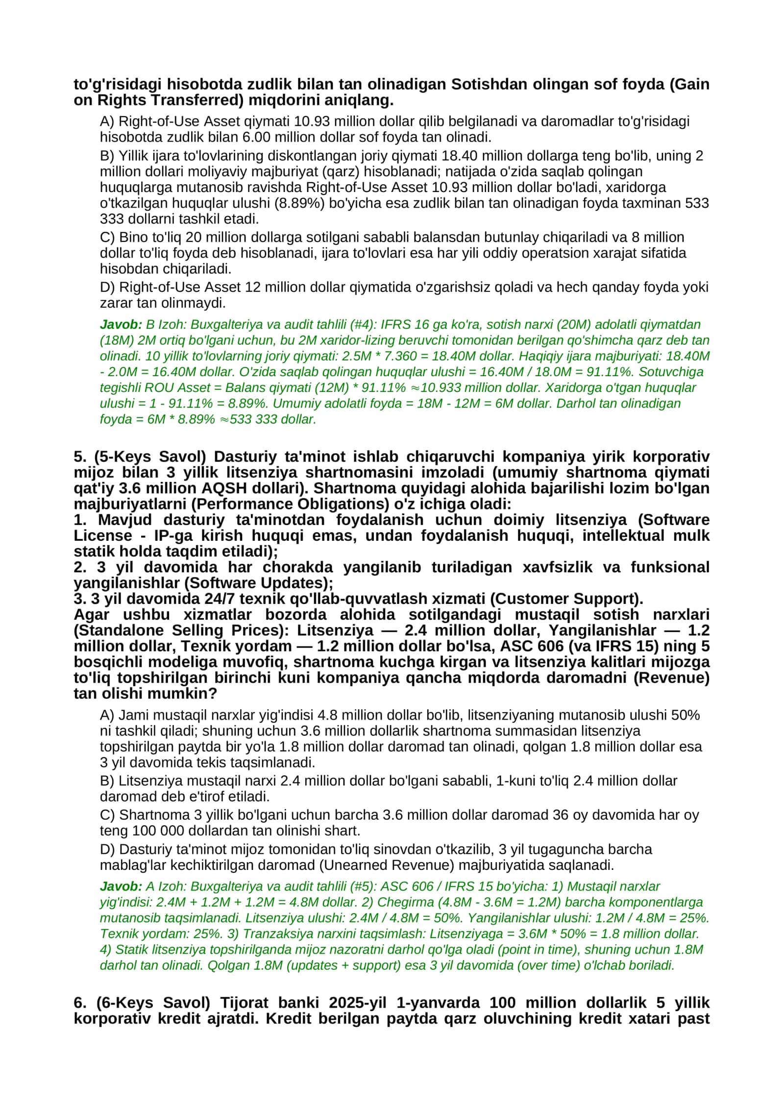 MILLIY SERTIFIKAT TESTLARI EXTREME / COMPLEX IFRS & US GAAP STANDARDS SIMULATION 3