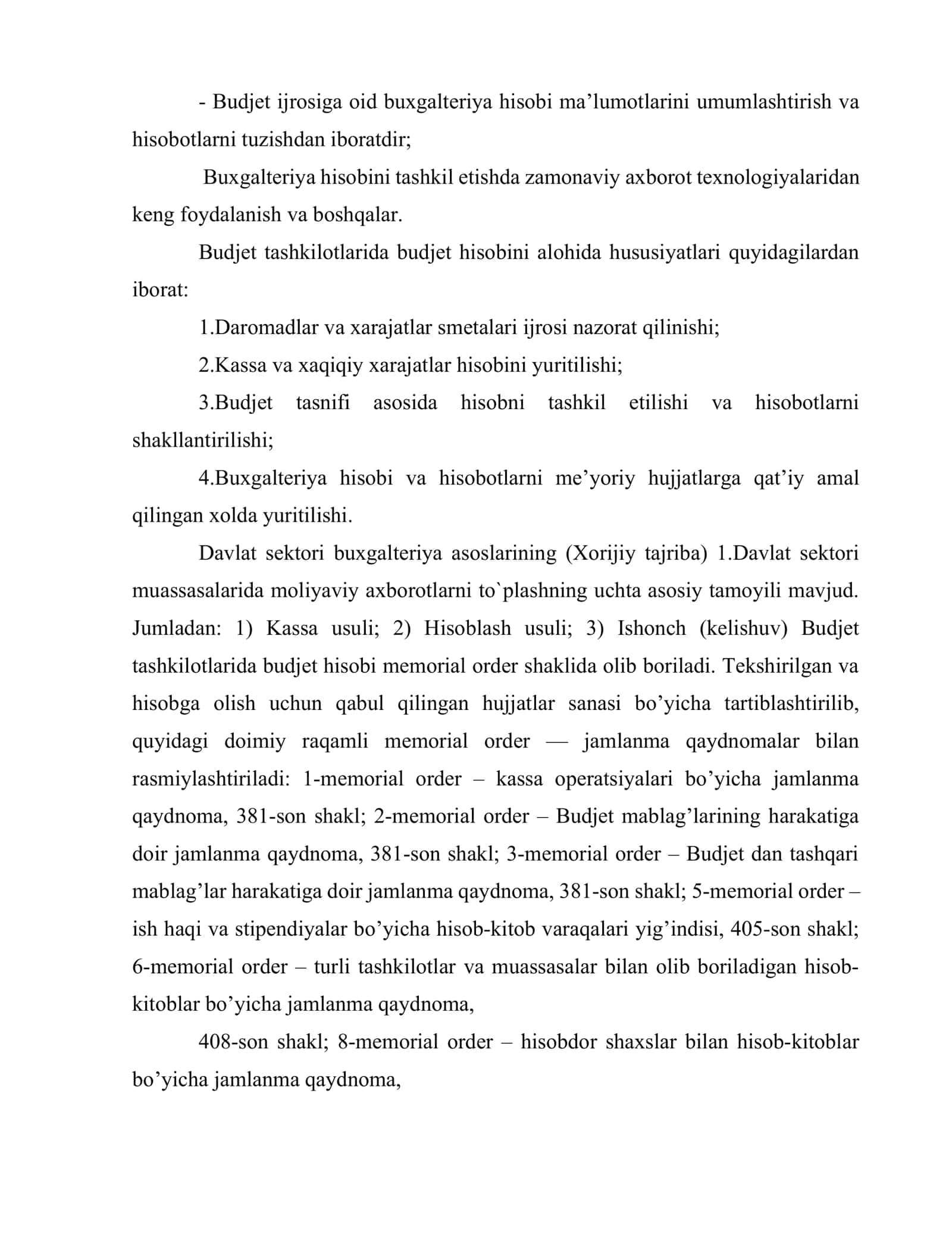 Byudjet tashkilotlarida byudjet hisobining tashkiliy-uslubiy jihatlari 3