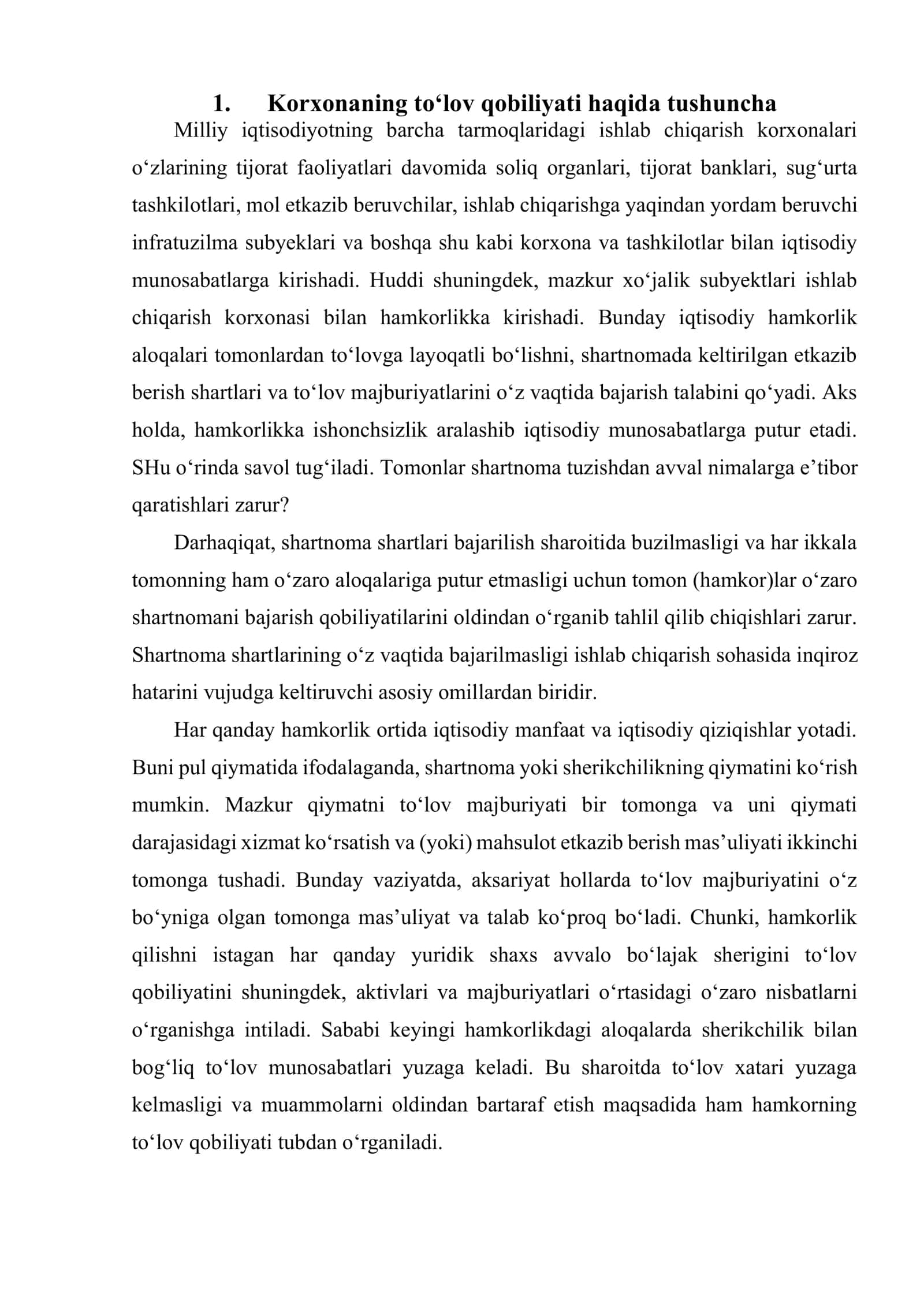 Buxgalteriya balansi moddalarining likvidlilik bo‘yicha turkumlanishi. Buxgalteriya balansining likvidliligi va korxona to‘lov layoqatining tahlili 3