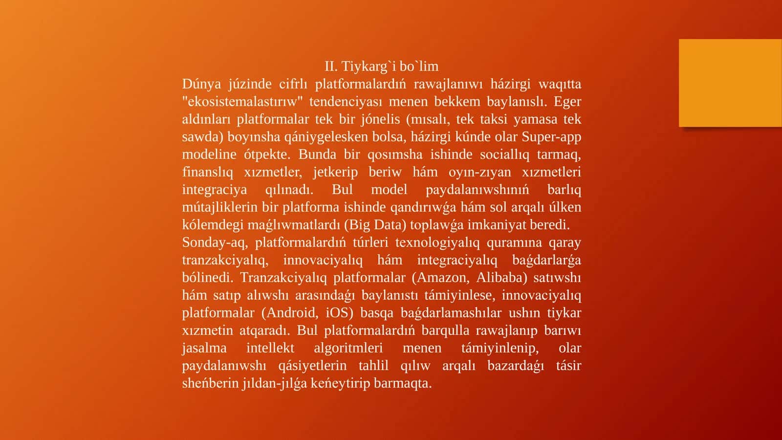 Dúnya júzinde cifrlı platformalardıń rawajlanıw tendenciyaları hám túrleri 3