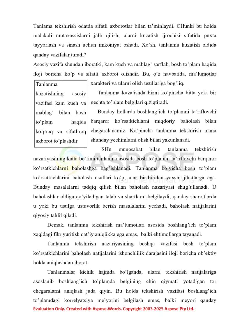 Tanlanma kuzatish 3