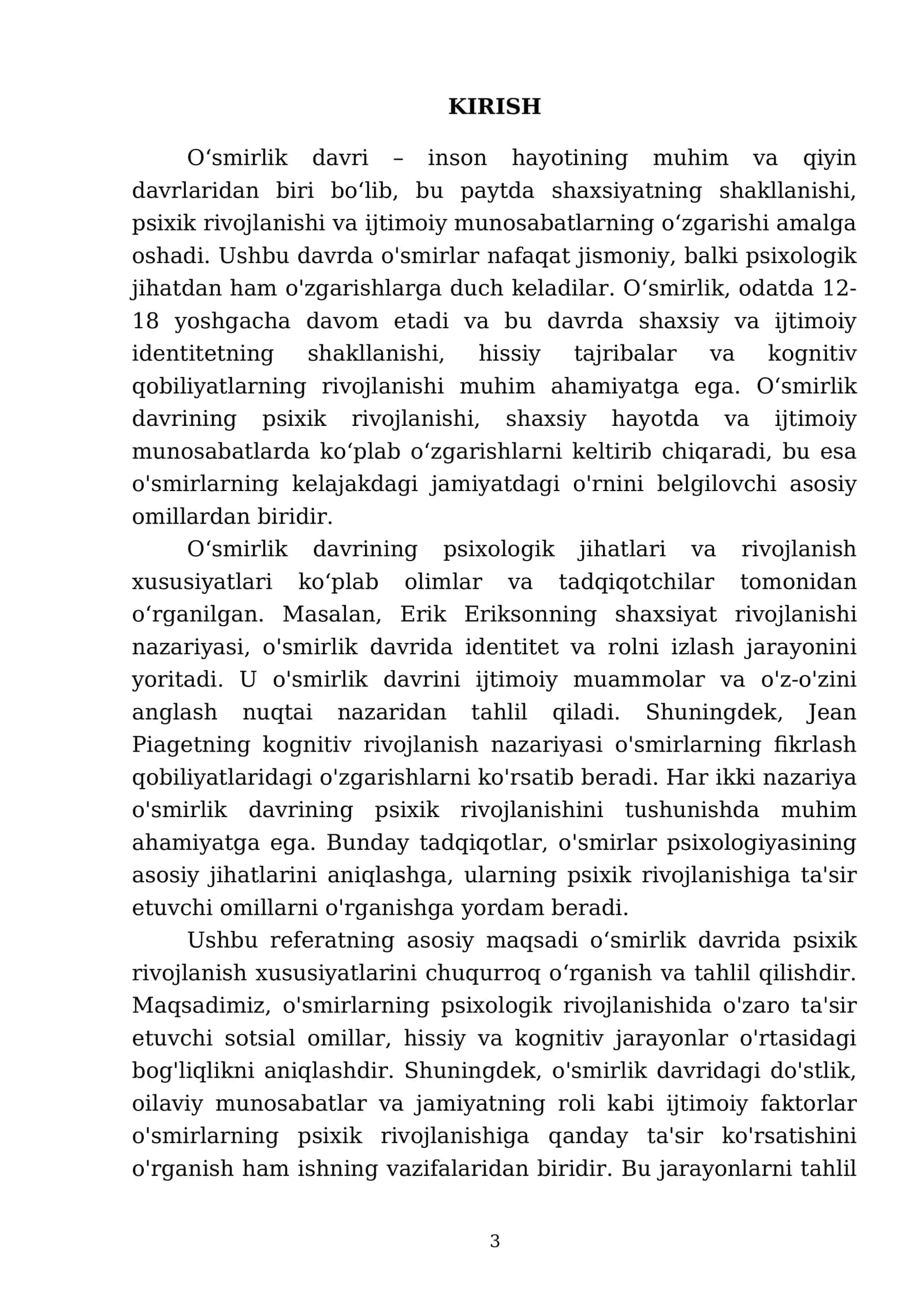 Oʻsmirlik davrida psixik rivojlanish xususiyatlari 2025-2026 o'quv yili 3