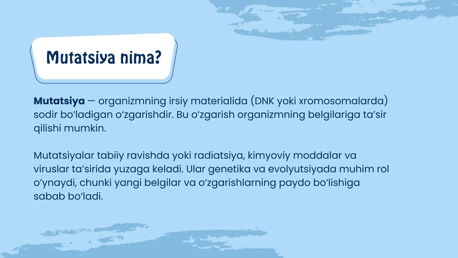 Prezentatsiya. Mutatsiya va uning turlari. Katta mavzu. 3