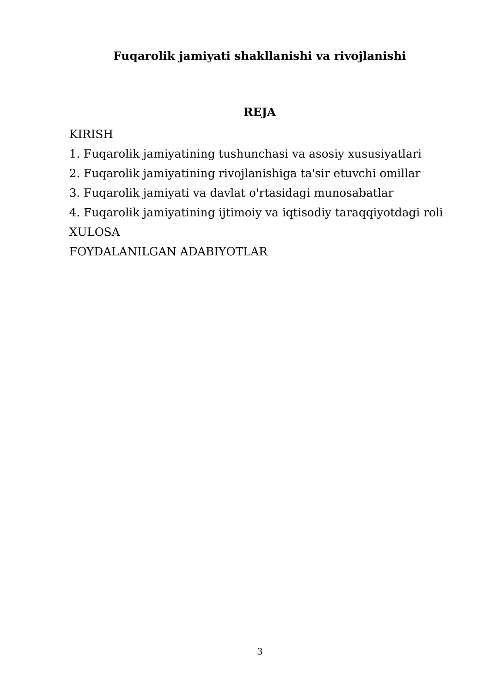 Oʻzbekistonning eng yangi tarixi fanidan tayyorlagan mustaqil ishi 3