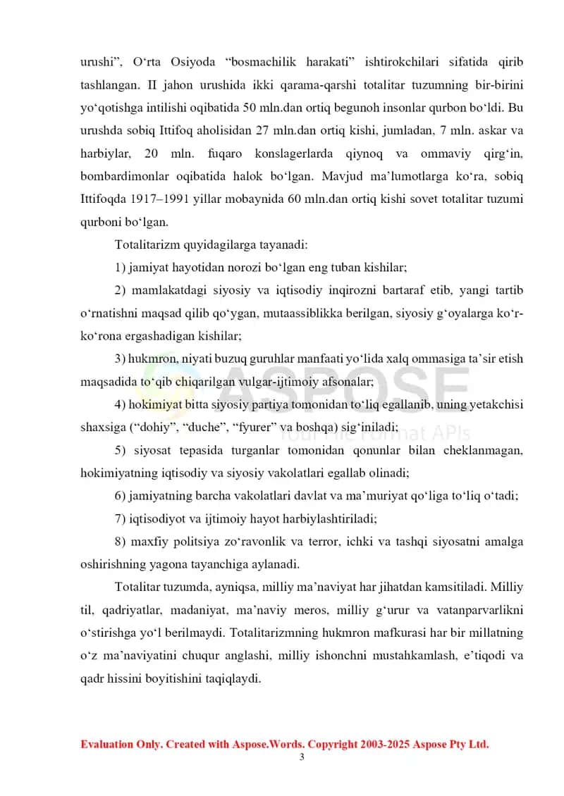 Totalitar-avtoritar mafkuralar mohiyati va vujudga kelish sabablari 3