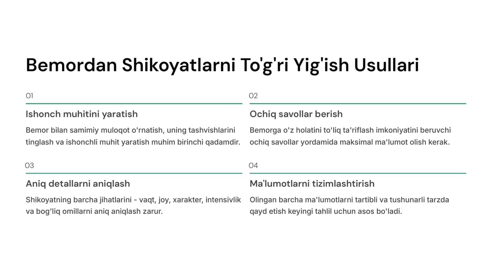 Kasallik tarixi . Ortopedik stomatologik bemorlarga tashxis qo‘yish va uni shakllantirish 3