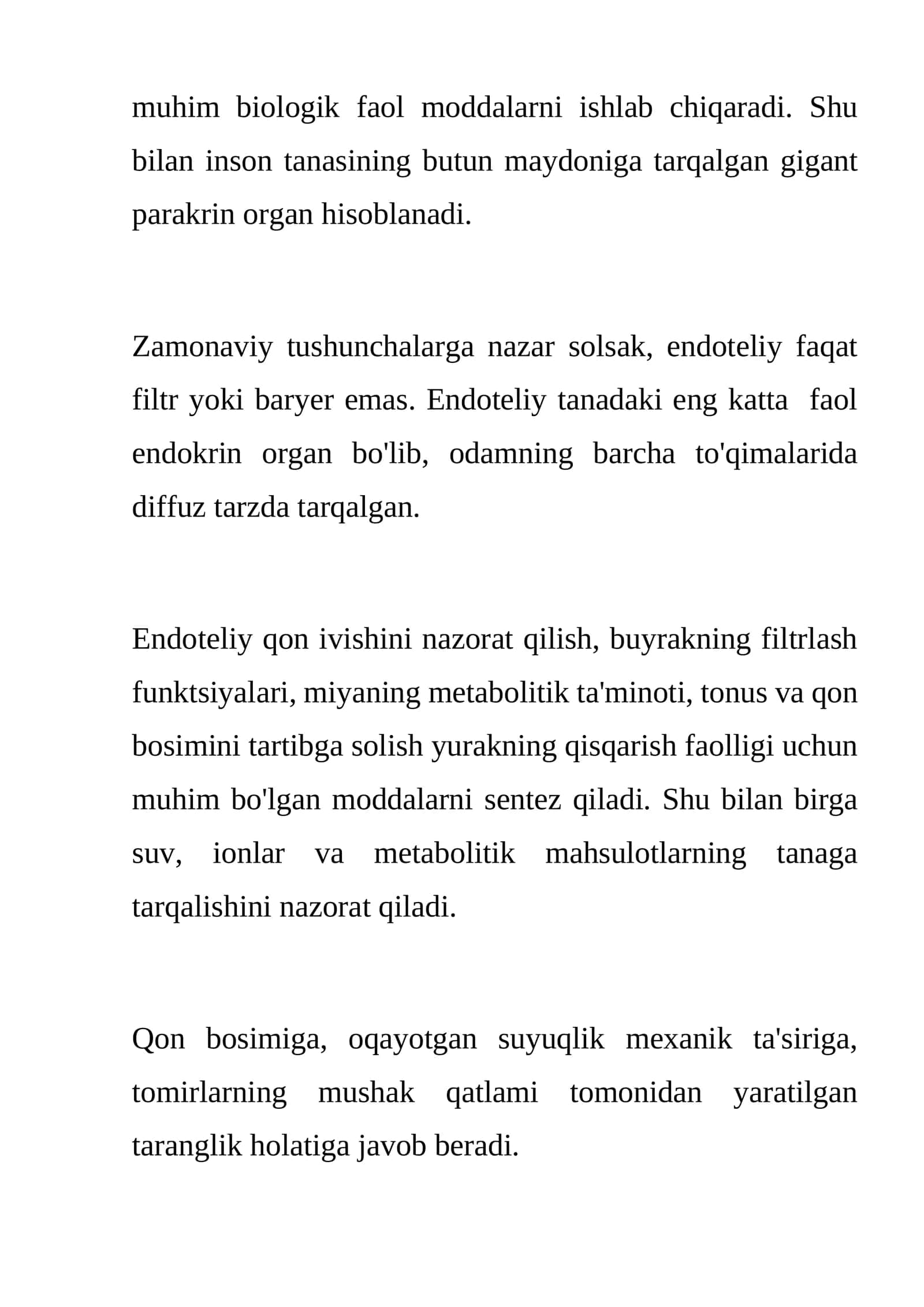 Qon tomir endoteliyasinin funktsiyalari 3