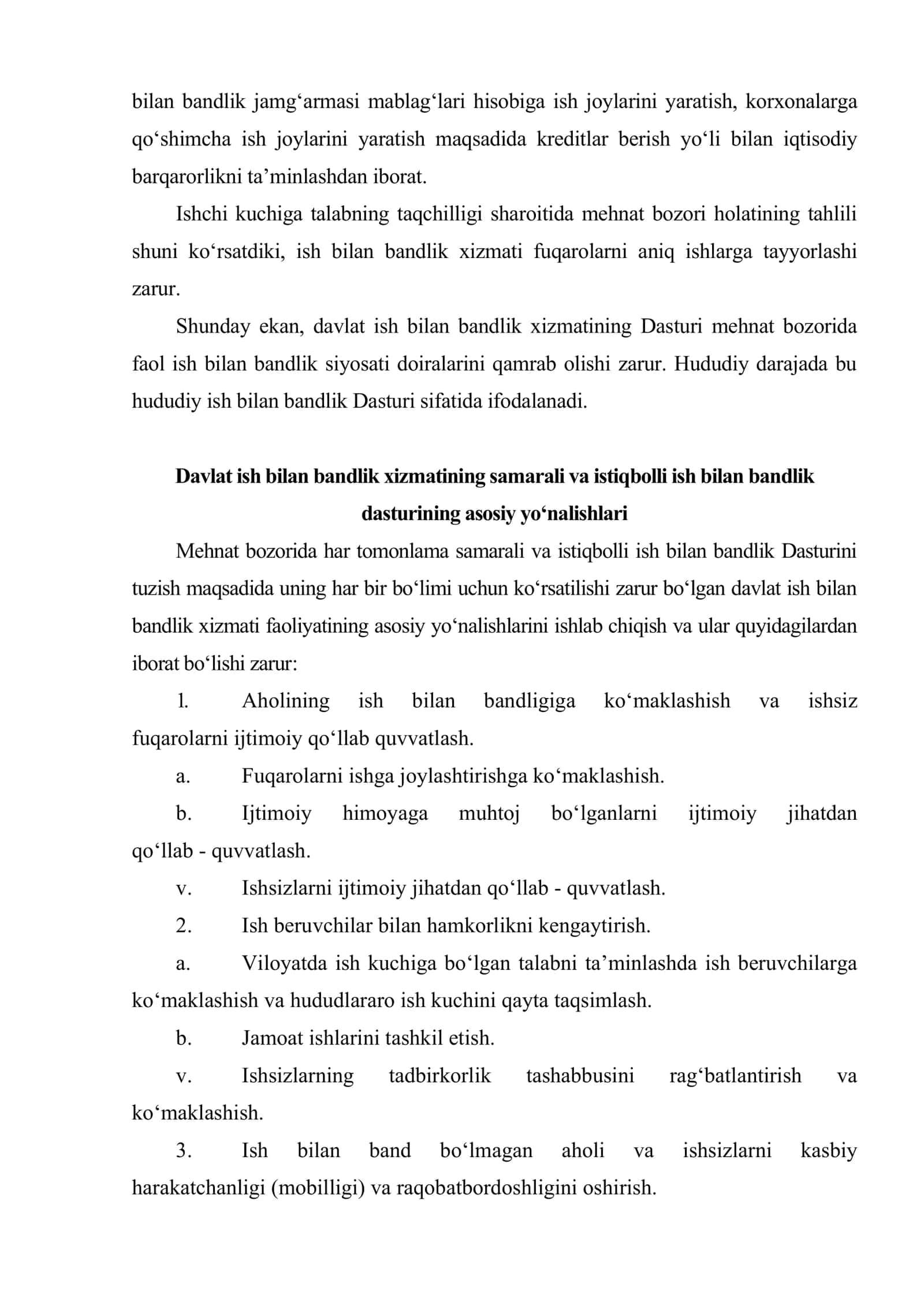 Davlat ish bilan bandlik xizmati faoliyatining asosiy yo‘nalishlari 3
