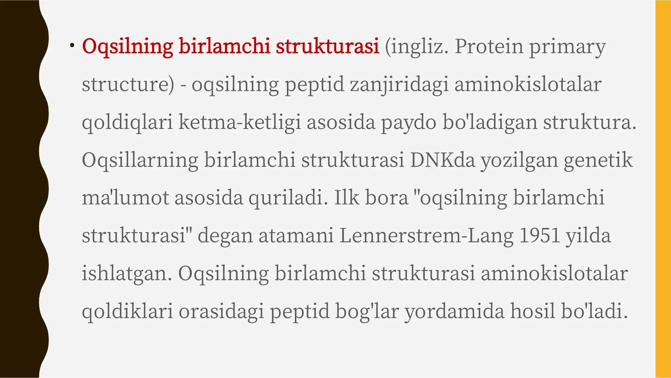 Oqsillarning tuzilishi, xossalari va biologik vazifalari 3