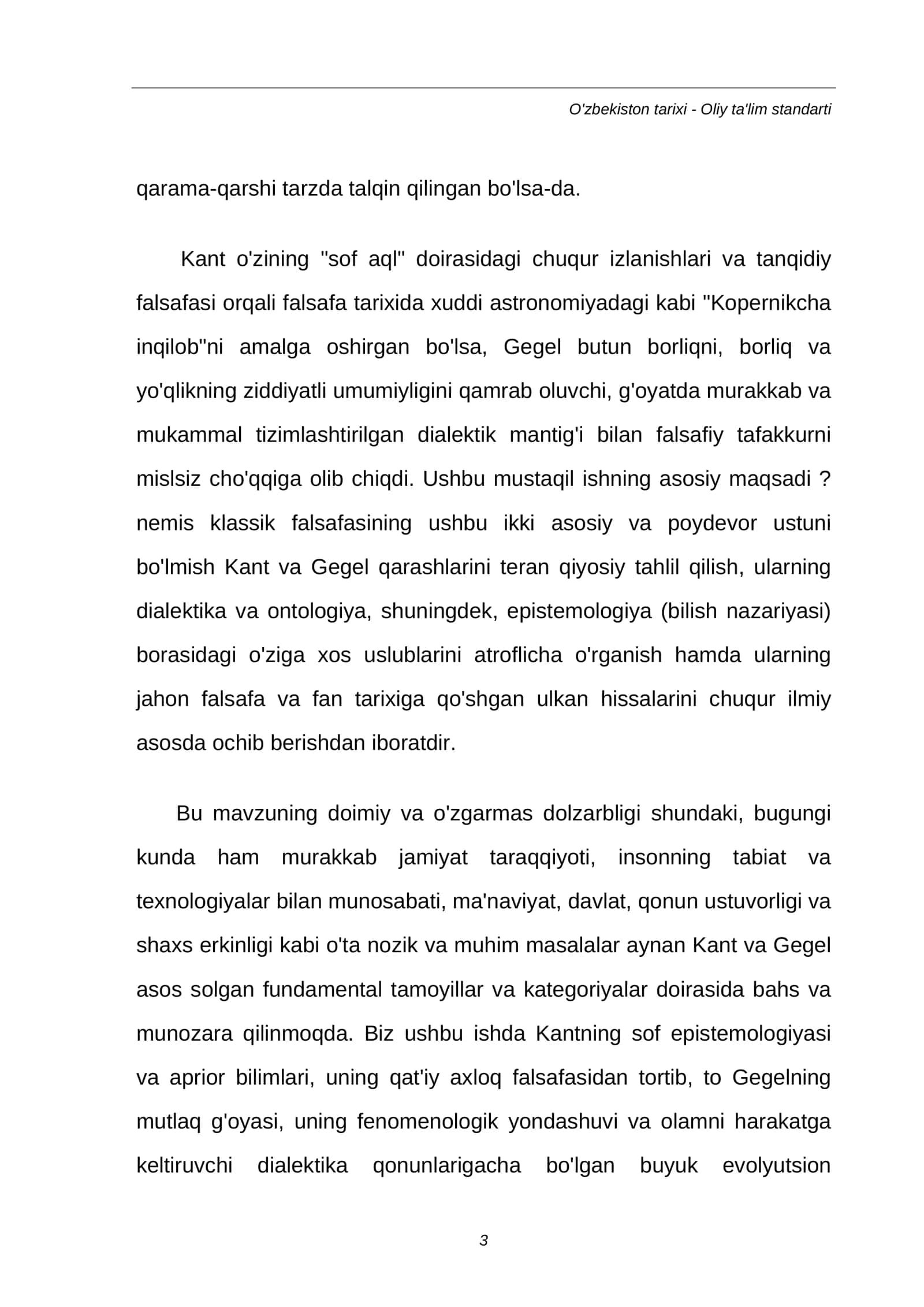 MUSTAQIL ISH: Nemis klassik falsafasi: Kant va Gegel dialektikasi 3