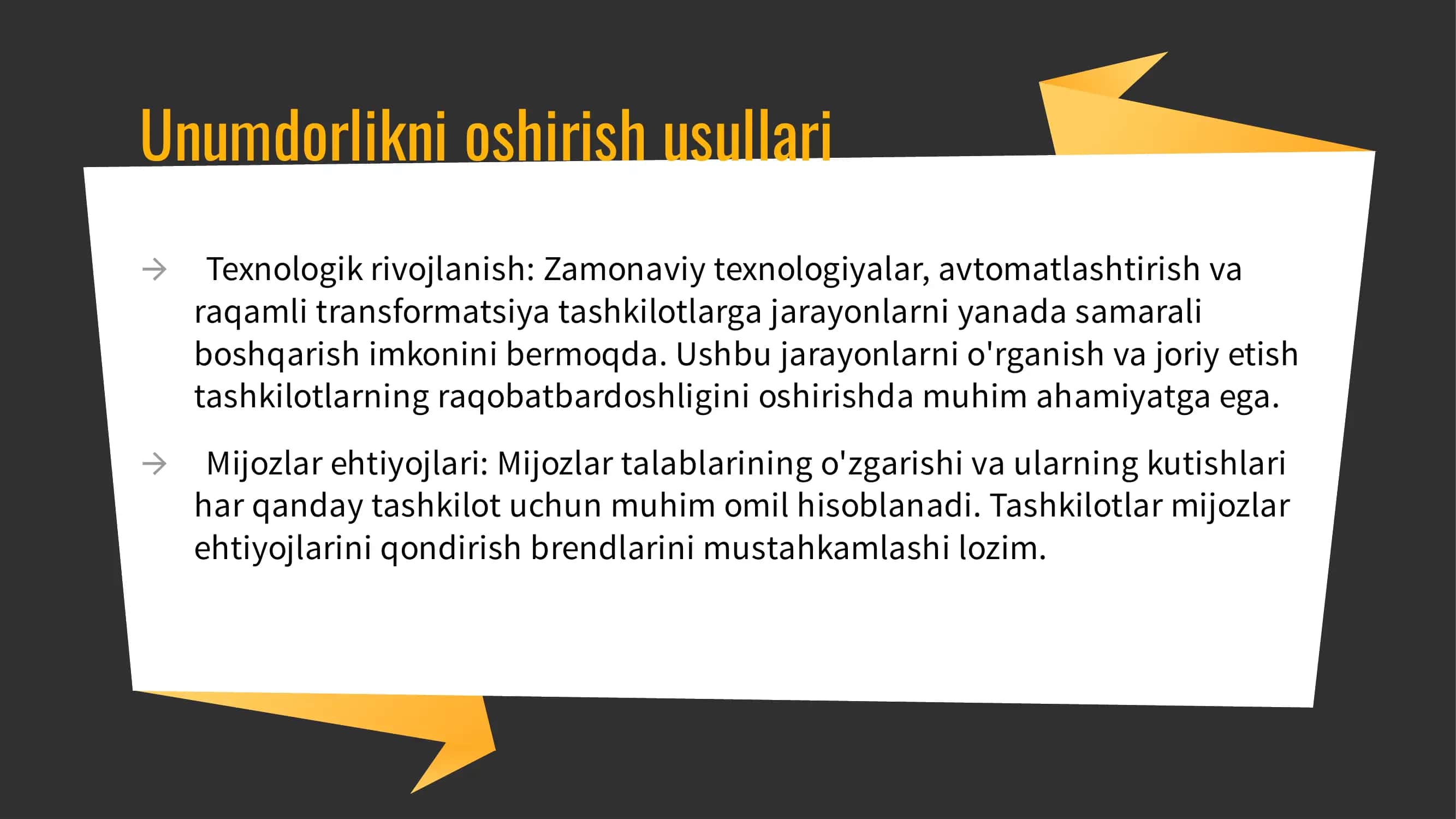 Tashkilot samaradorligi va unimdorligi 3