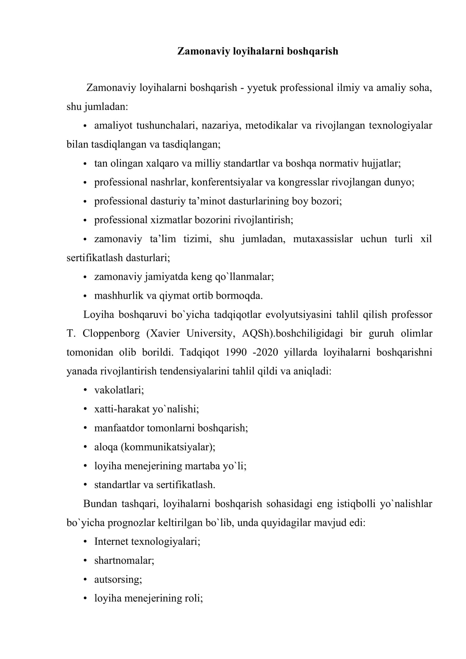 Loyihalarni boshqarish metodologiyasining hozirgi holati 3