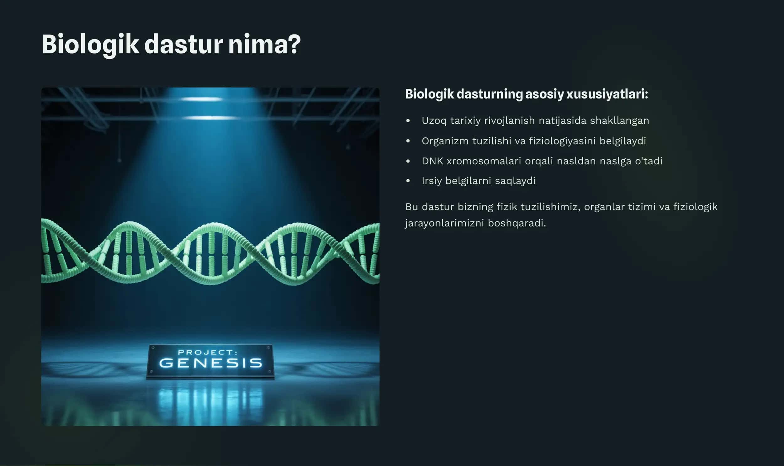 Biologik va ijtimoiy dasturlar haqida tushunchalar va xususiyatlar 3