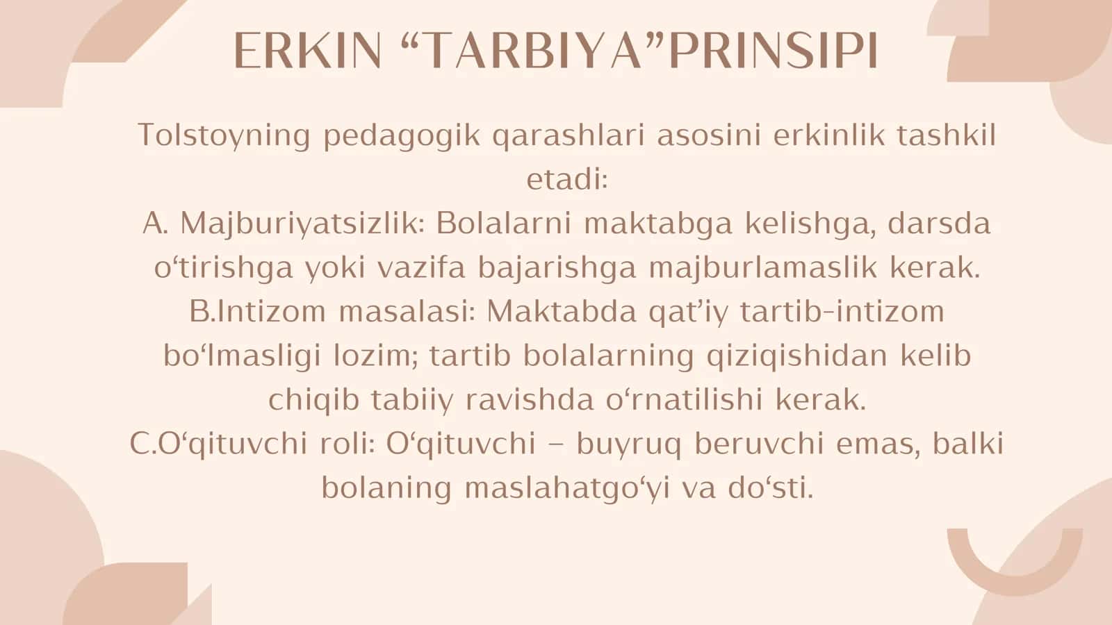 L.N.TOLSTOYNING PEDAGOGIK QARASHLARI PEDAGOGIK FAOLIYATI 3
