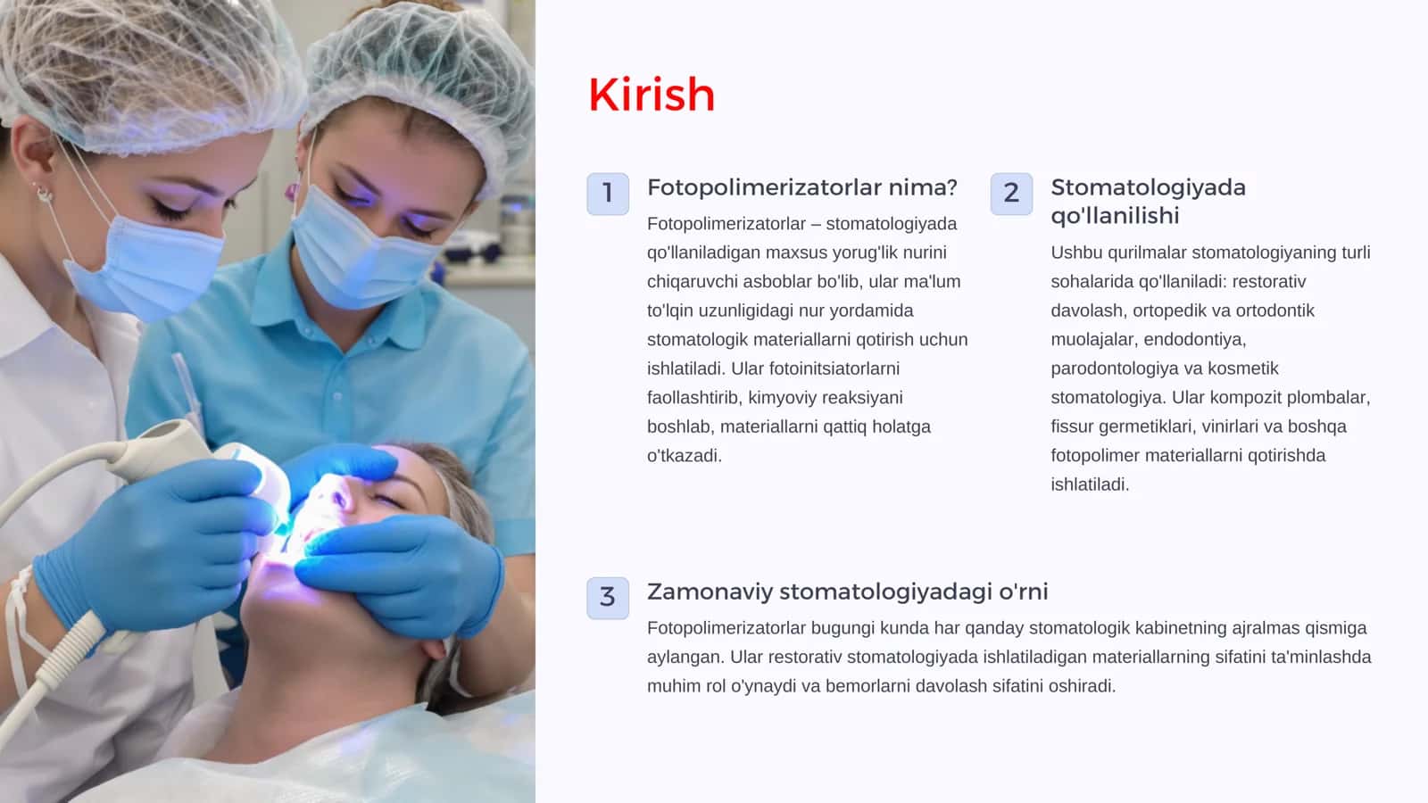 "Sendvich usuli" . Fotopolimerizatorlar . Ishlash tamoyillari. 3