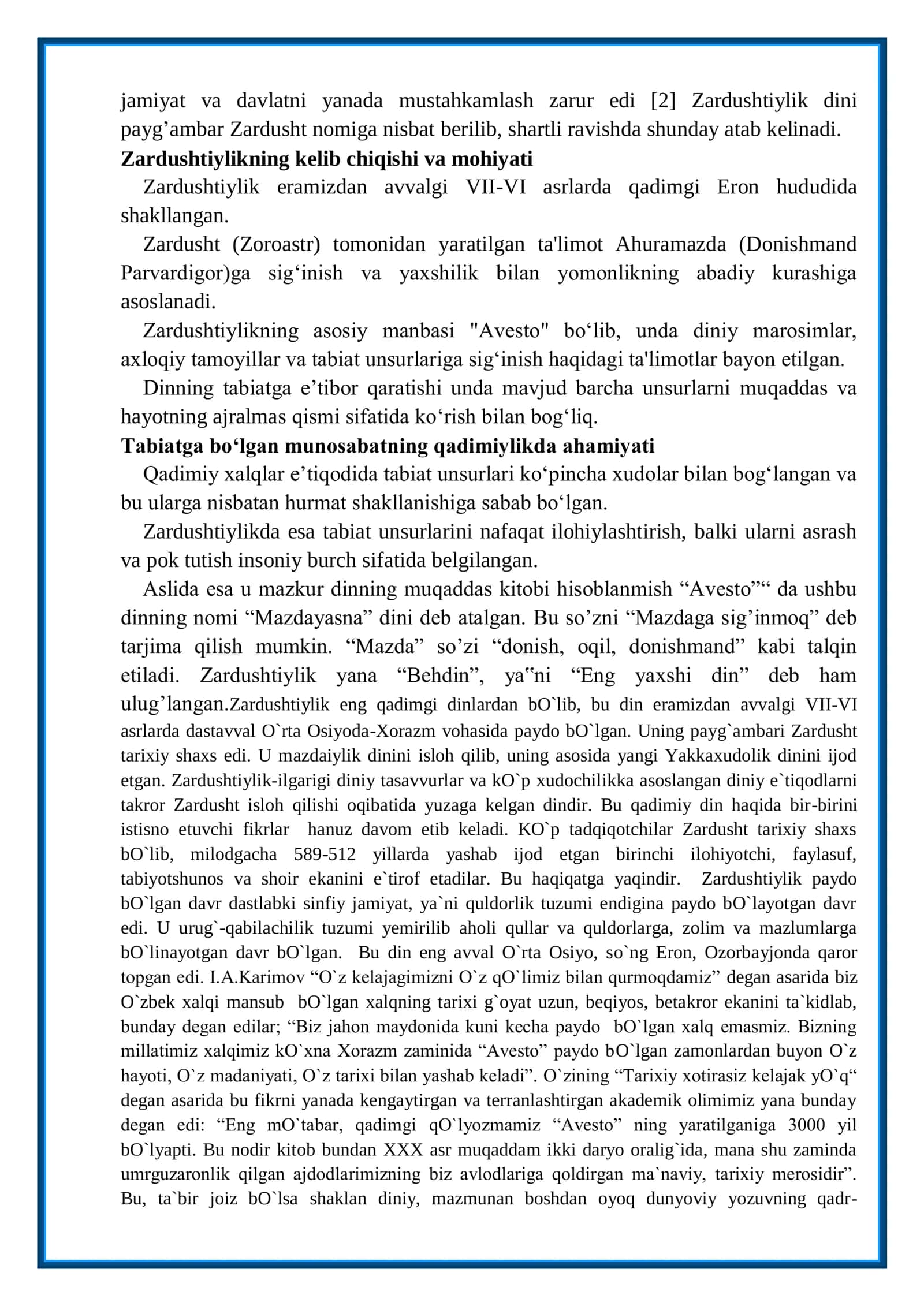 Zardushtiylikda tabiatda ulug’lanishi 3