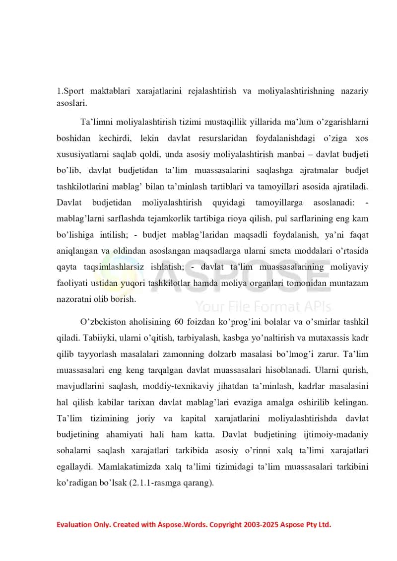 Sport maktablari xarajatlarini rejalashtirish va moliyalashtirish 3