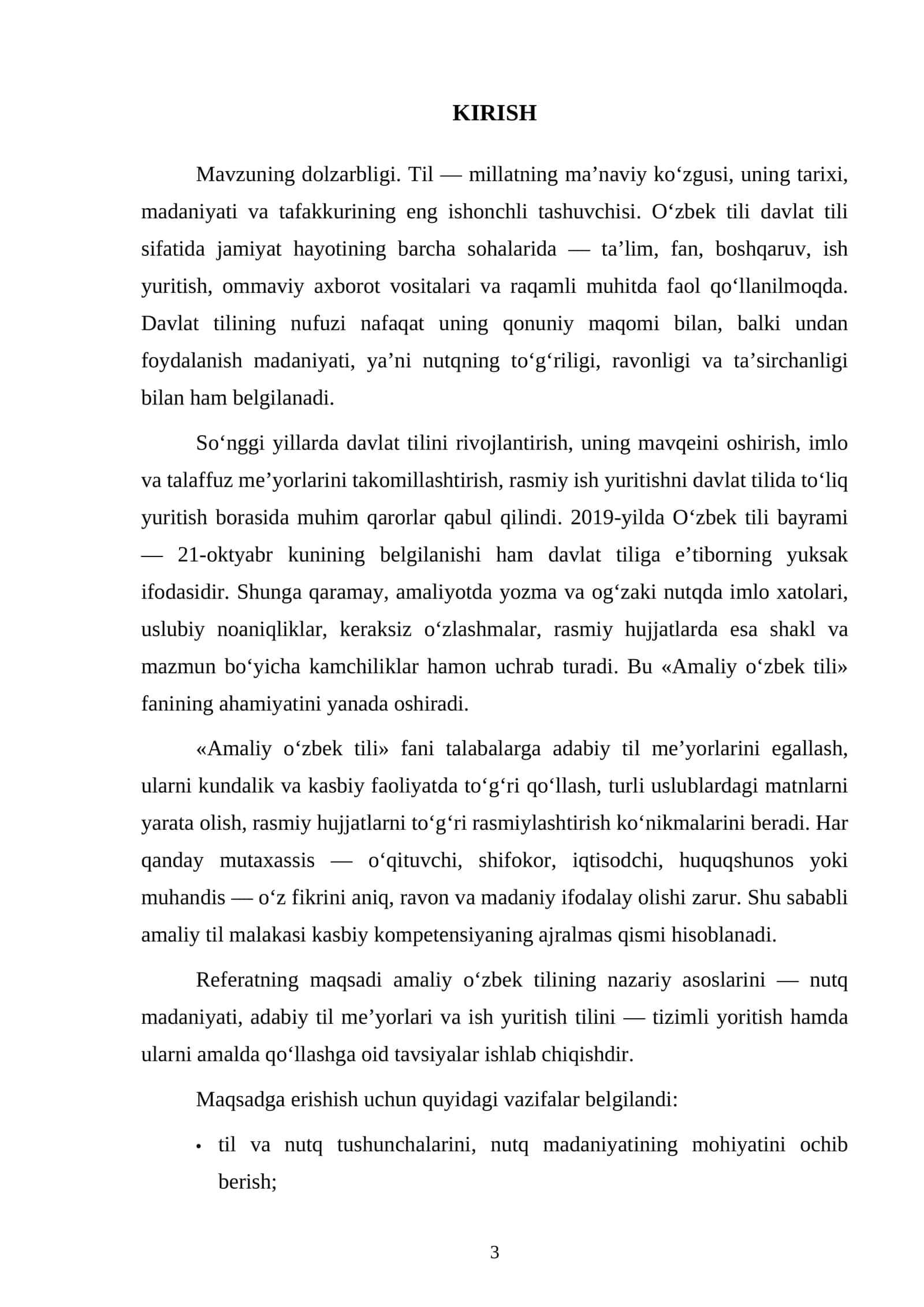 AMALIY OʻZBEK TILI: NUTQ MADANIYATI VA IMLO-USLUB ME’YORLARI 3