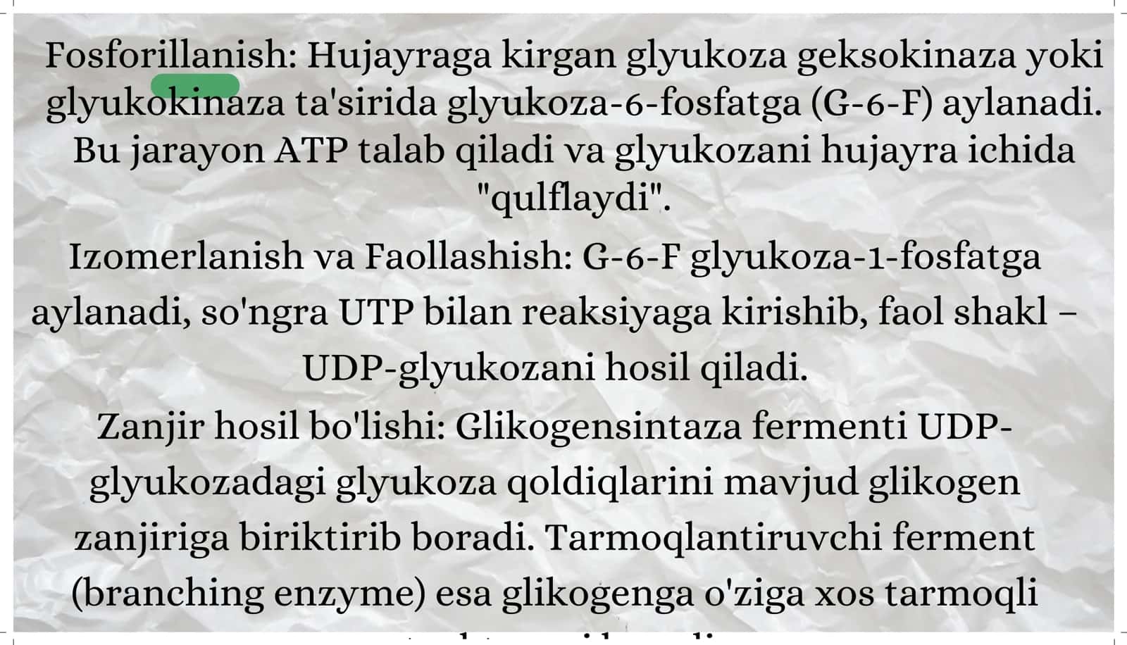 Glikogen sintezi (Glikogenez) va Parchalanishi (Glikogenoliz) 3